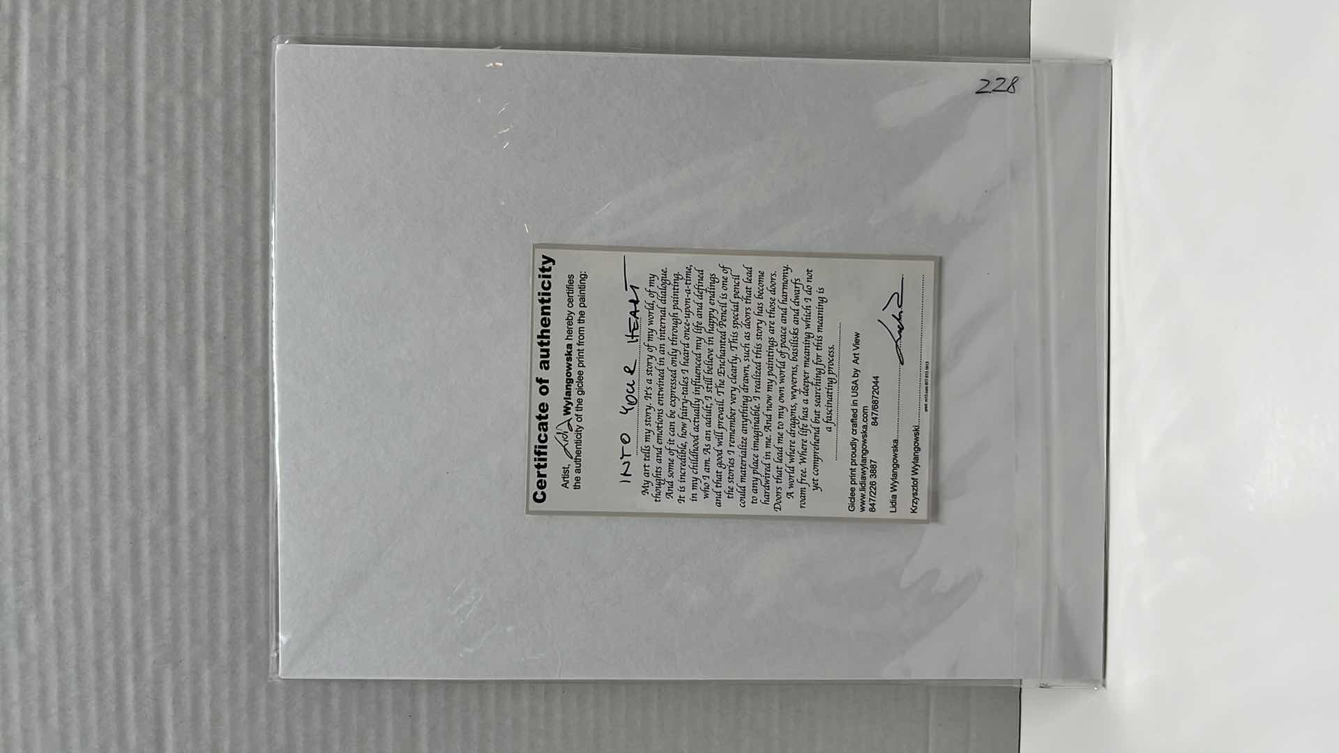 Photo 1 of LIDIA WYLANGOWSKA “INTO YOUR HEART” ROLLED CANVAS W 3.5” WHITE MARGIN GICLEE PRINT W COA, 9” x 12”