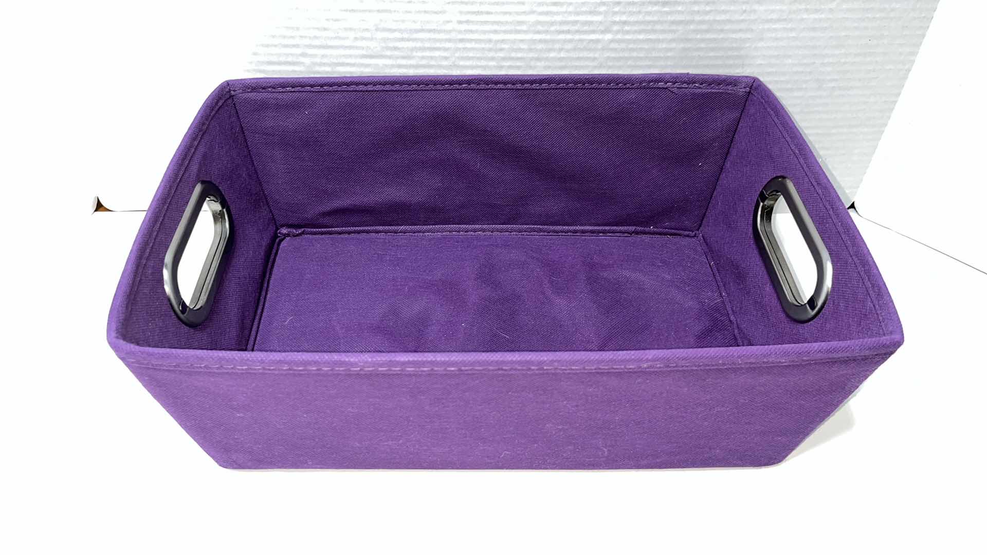 Photo 1 of STYLE SELECTIONS SOLID PURPLE FABRIC STACKABLE BIN 9.5” X 14.25” H5”(3) MODEL #HD-138463A