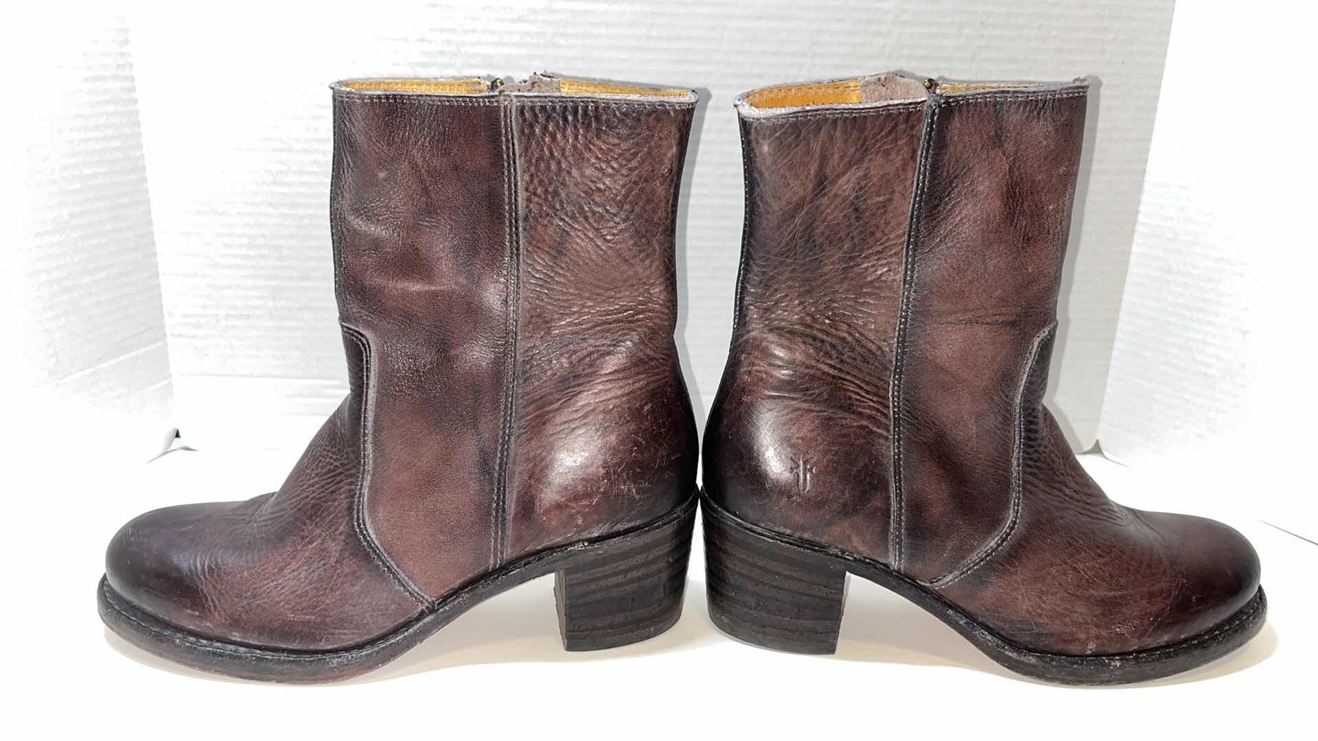 Photo 1 of FRYE HEELED BROWN BOOTS, (WOMENS SIZE 9)