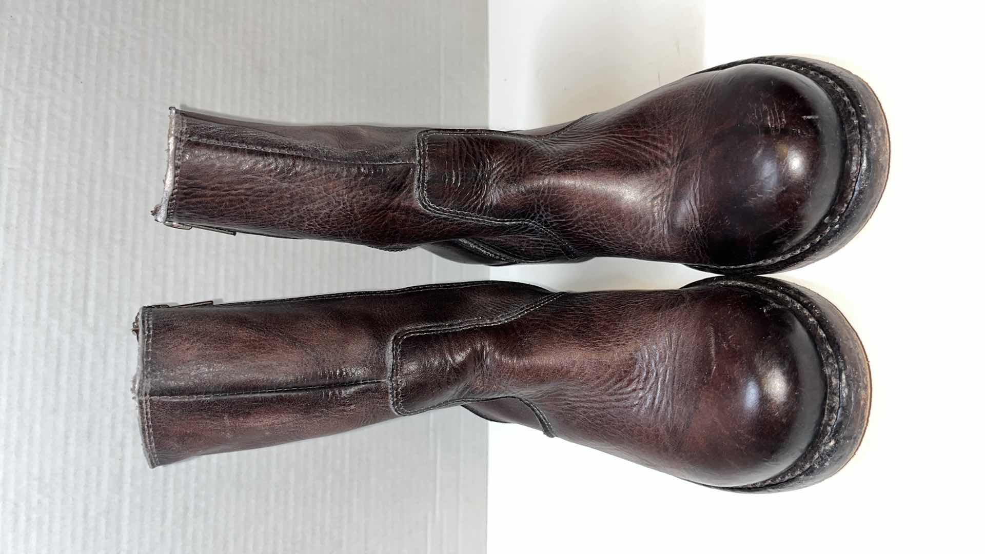 Photo 1 of FRYE HEELED BROWN BOOTS, (WOMENS SIZE 9)