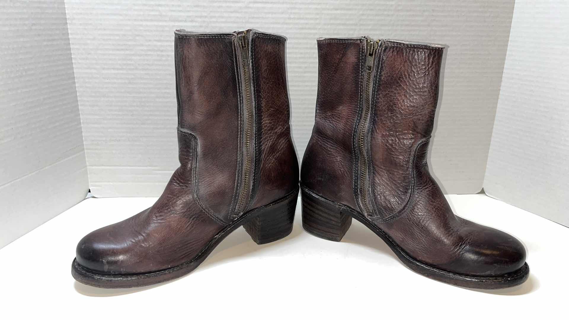 Photo 1 of FRYE HEELED BROWN BOOTS, (WOMENS SIZE 9)