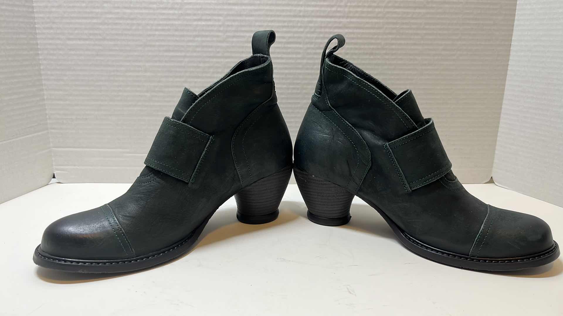 Photo 1 of JOHN FLUEVOG PORTER BUCKLED ANKLE BOOT, PEACOCK (WOMENS SIZE 8.5)