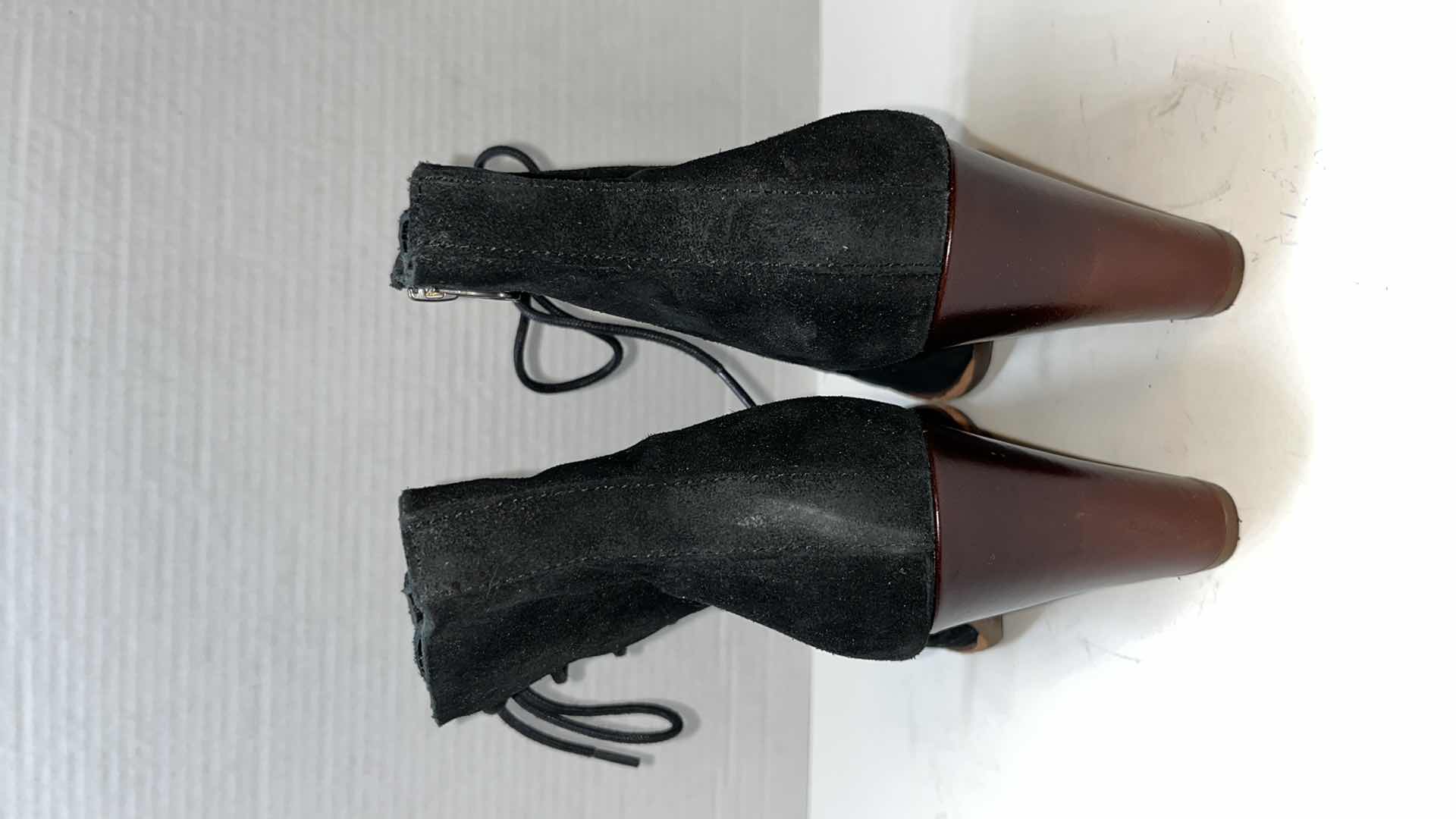 Photo 4 of KORK-EASE SUEDE LACE UP ANKLE HEELED COMBAT BOOTIES, BLACK (WOMENS SIZE 8.5)