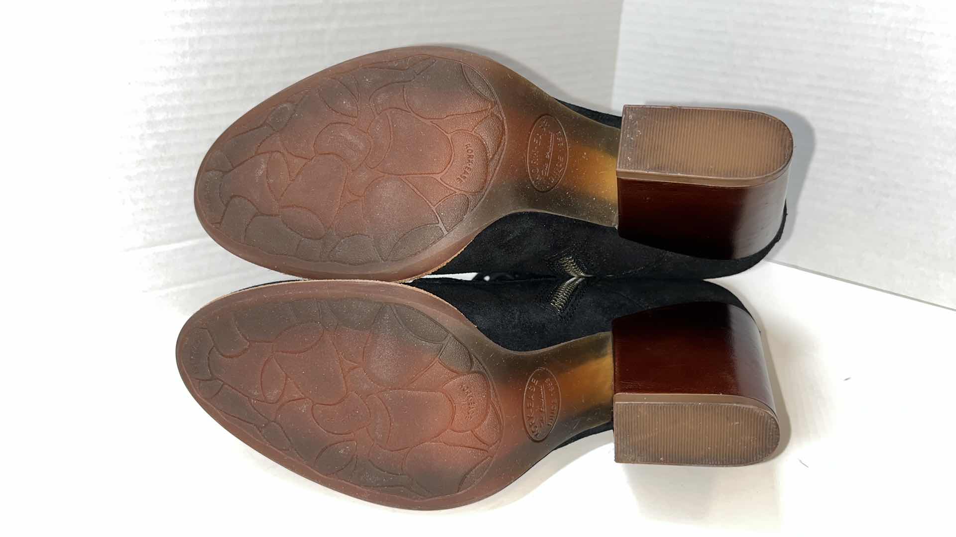 Photo 6 of KORK-EASE SUEDE LACE UP ANKLE HEELED COMBAT BOOTIES, BLACK (WOMENS SIZE 8.5)