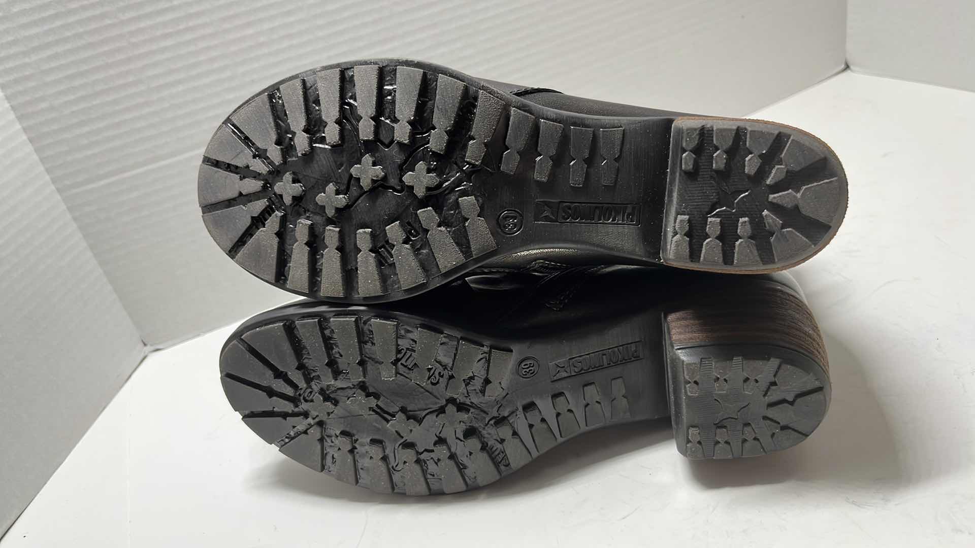 Photo 1 of  PIKOLINOS LE MANS SLOUCH STACKED HEEL LEATHER ANKLE BOOT, METALLIC/BROWN (WOMENS SIZE 39)