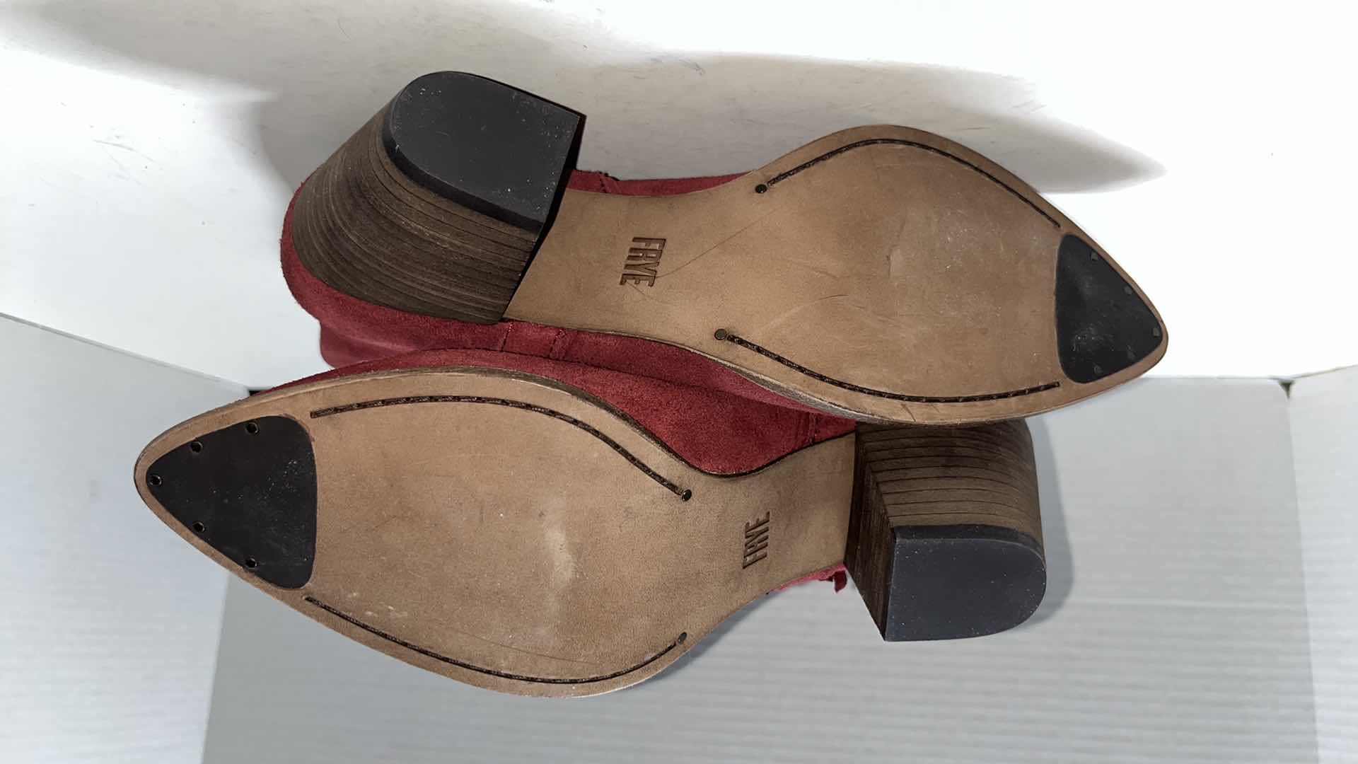 Photo 1 of FRYE REED SHOWDOWN STUD ANKLE BOOTIES, RUBY (WOMENS SIZE 8.5)