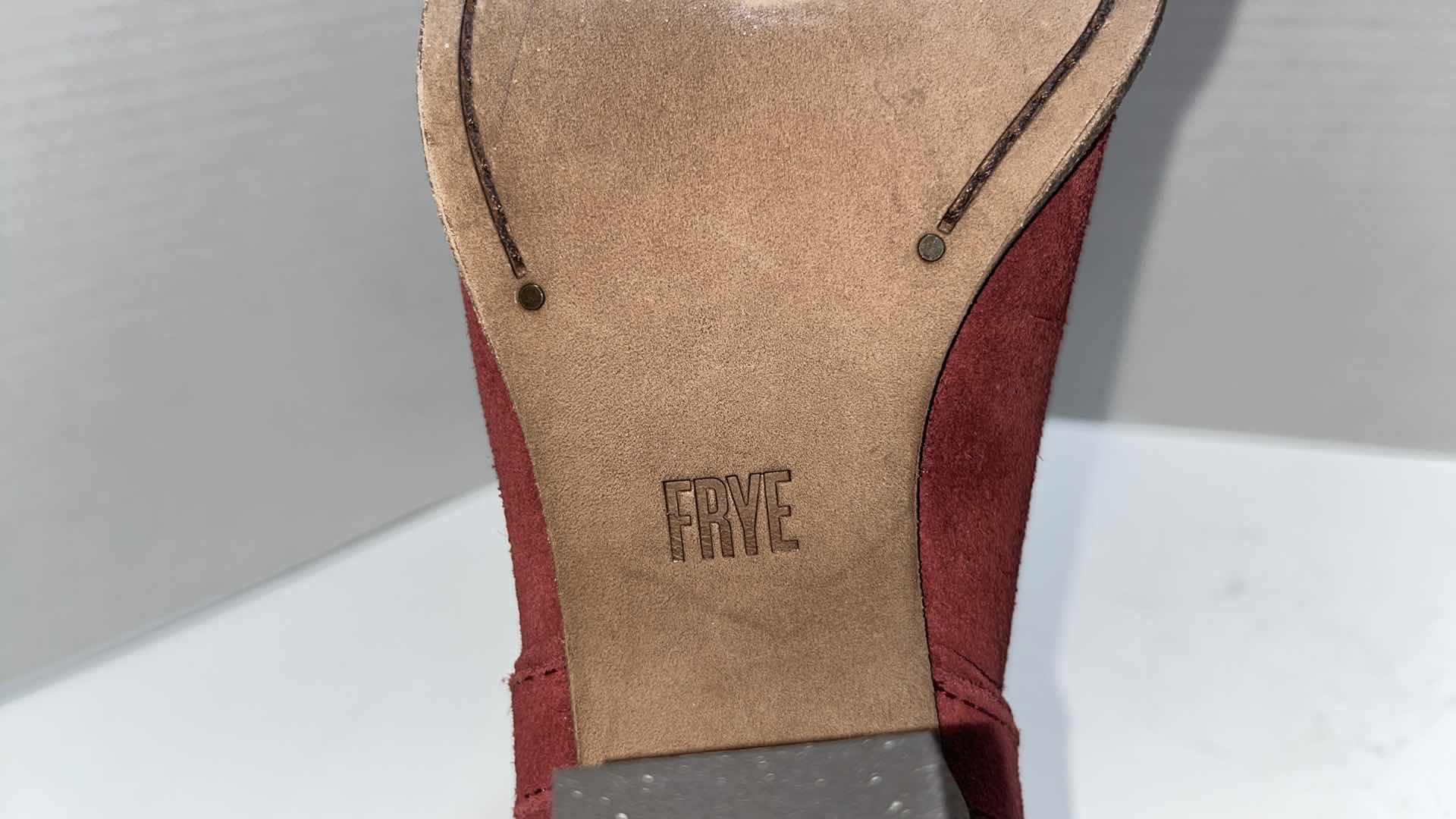 Photo 1 of FRYE REED SHOWDOWN STUD ANKLE BOOTIES, RUBY (WOMENS SIZE 8.5)