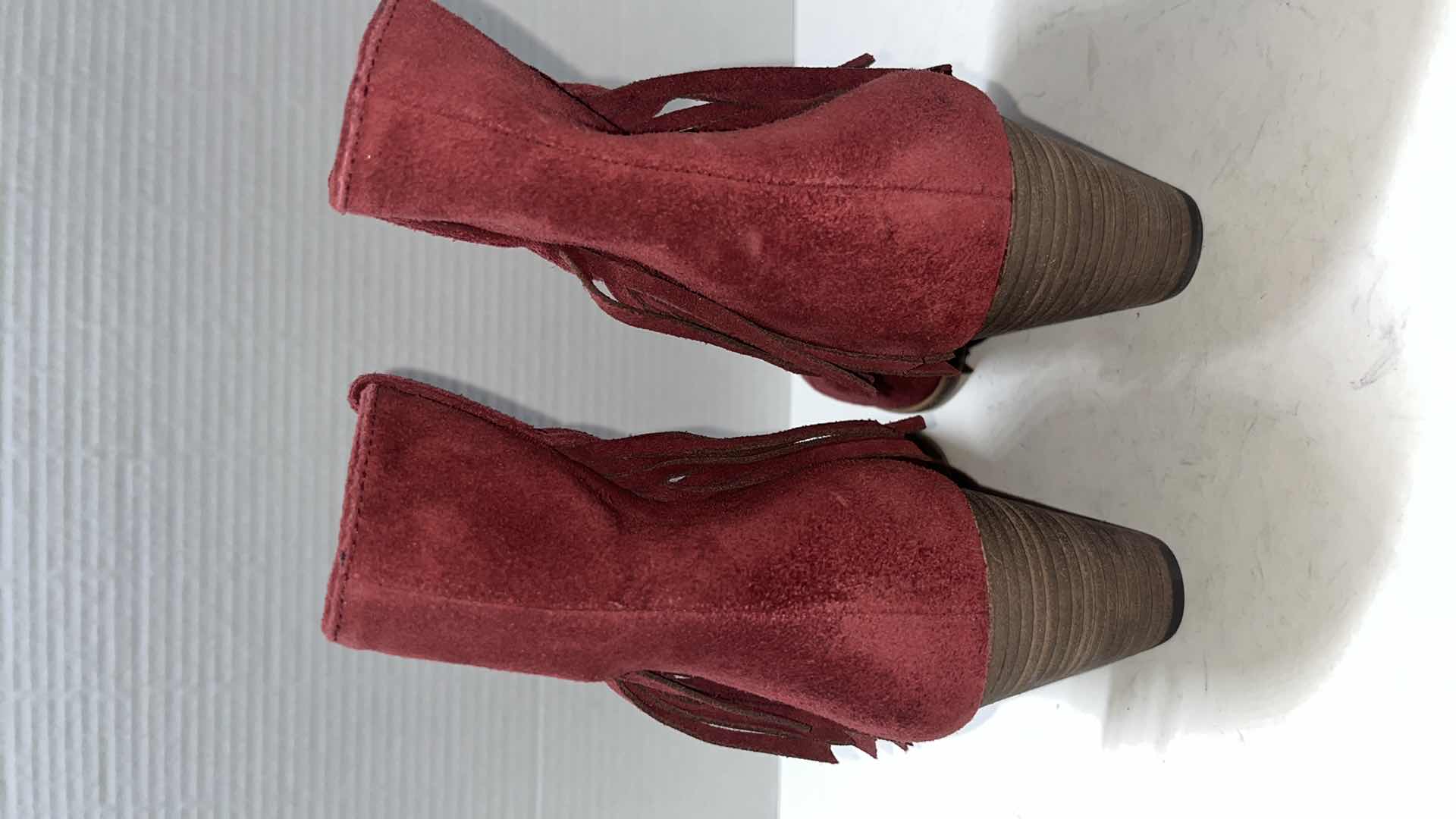 Photo 1 of FRYE REED SHOWDOWN STUD ANKLE BOOTIES, RUBY (WOMENS SIZE 8.5)