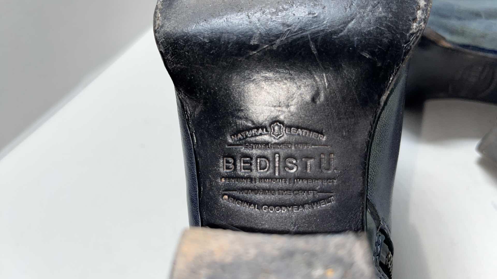 Photo 1 of BED STU YELL LEATHER ANKLE BOOTIES, BLUE (WOMENS SIZE 9)