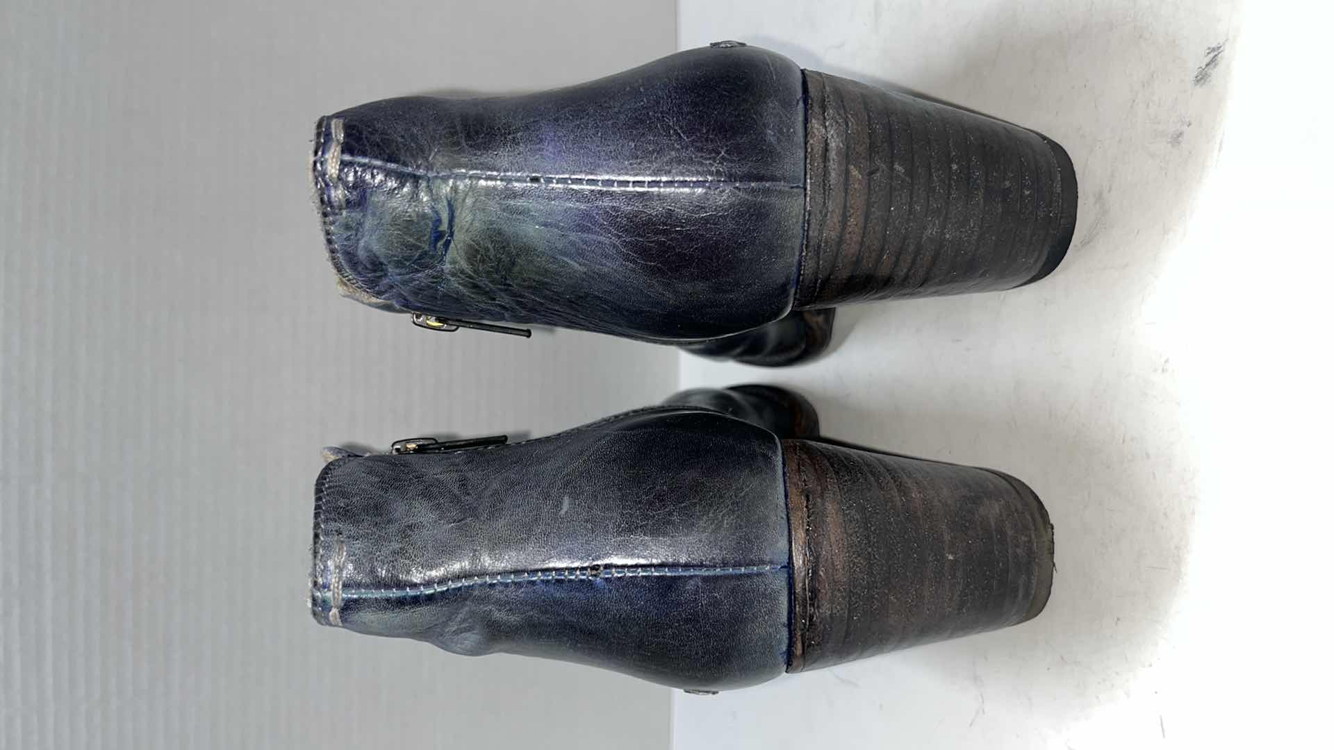 Photo 1 of BED STU YELL LEATHER ANKLE BOOTIES, BLUE (WOMENS SIZE 9)