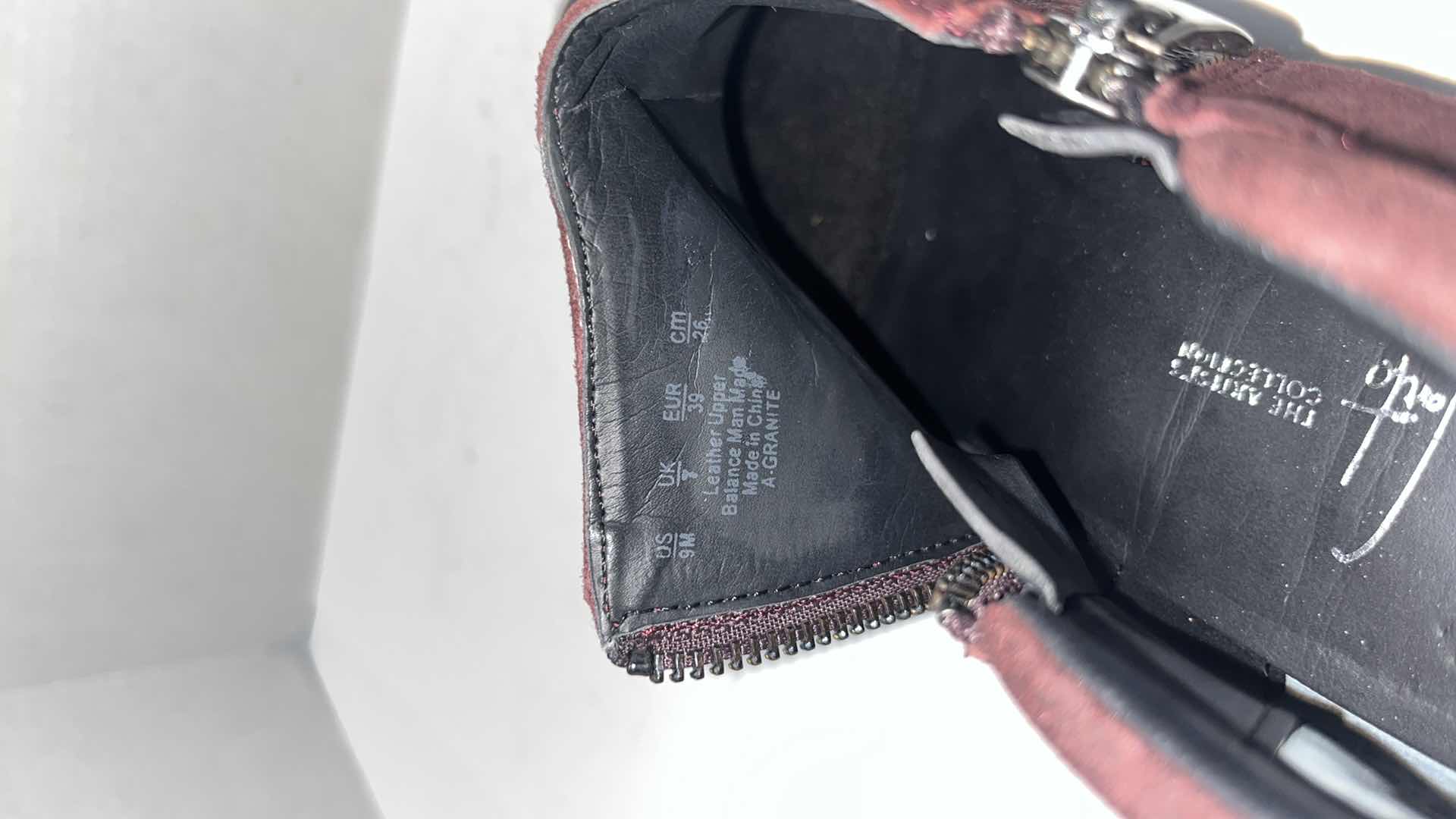 Photo 1 of FRANCO SARTO THE ARTISTS COLLECTION GRANITE LOW ANKLE BOOTIE, WINE (WOMENS SIZE 9)