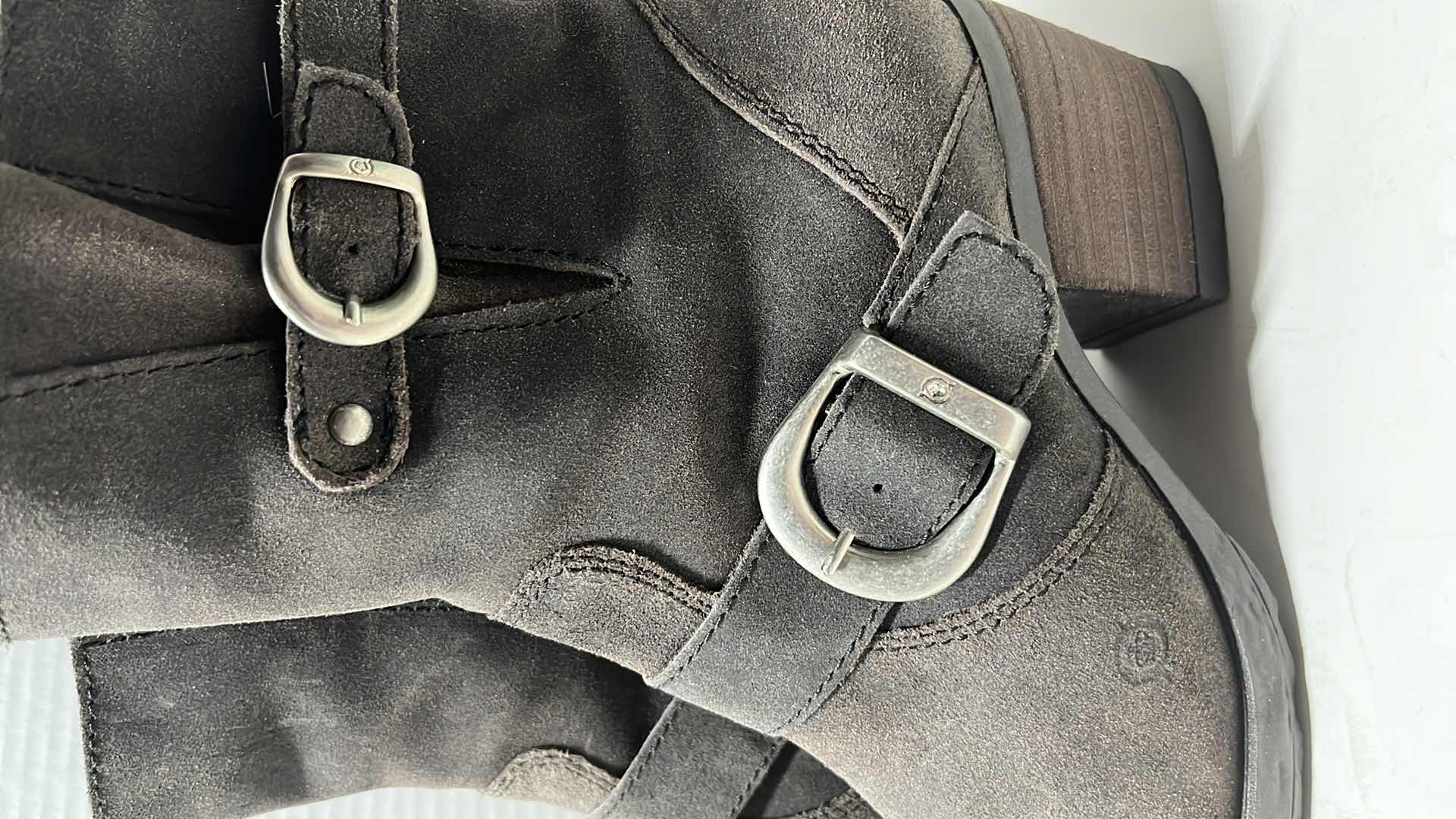 Photo 2 of BORN GALENE RUSTIC SUEDE MOTO BOOT W STRAPS & BUCKLES (WOMENS SIZE 9)