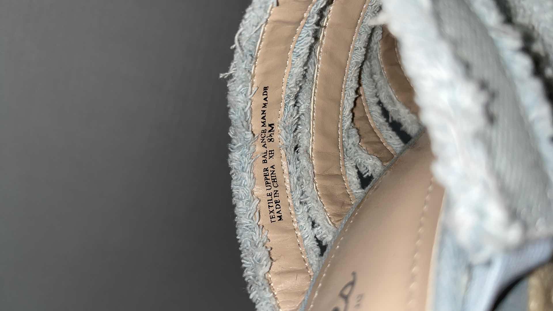 Photo 1 of CHARLES BY CHARLES DAVID LOYAL WEDGE SLIDE SANDAL, LIGHT DENIM/ROPE (WOMENS SIZE 8.5)