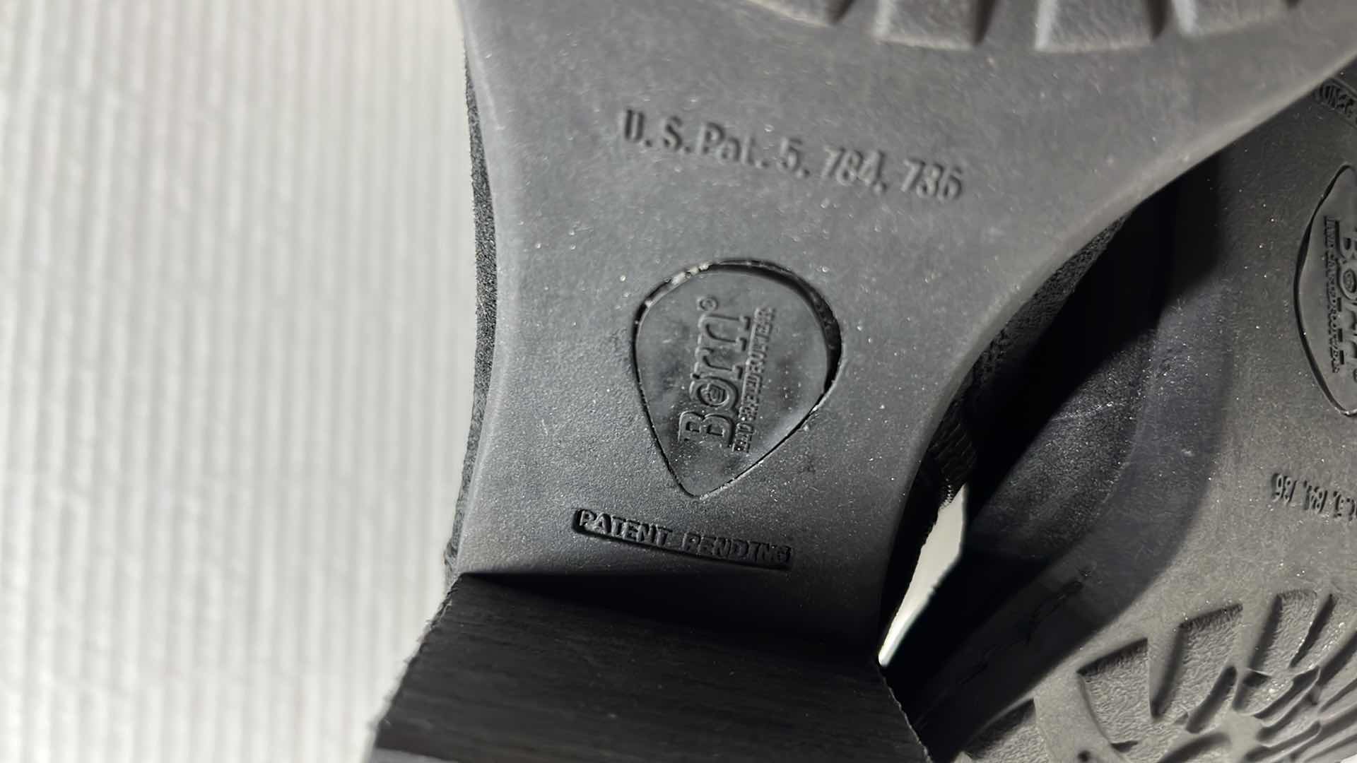 Photo 1 of BORN CASS LACE-UP SIDE-ZIP BLOCK HEEL COMBAT BOOT, BLACK SUEDE (WOMENS SIDE 8.5)