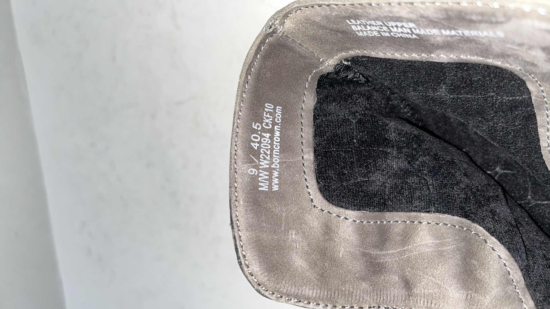 Photo 1 of BORN CROWN YOLANDA LEATHER MID CALF, ZIP UP HEELED BOOT, GREY (WOMENS SIZE 9)