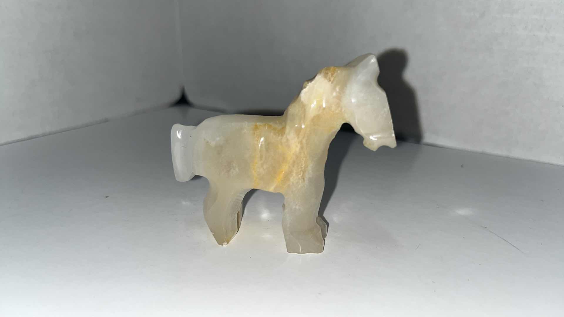 Photo 1 of HAND CARVED STONE & ONYX QUARTZ HORSE/ GOAT FIGURINES (5)