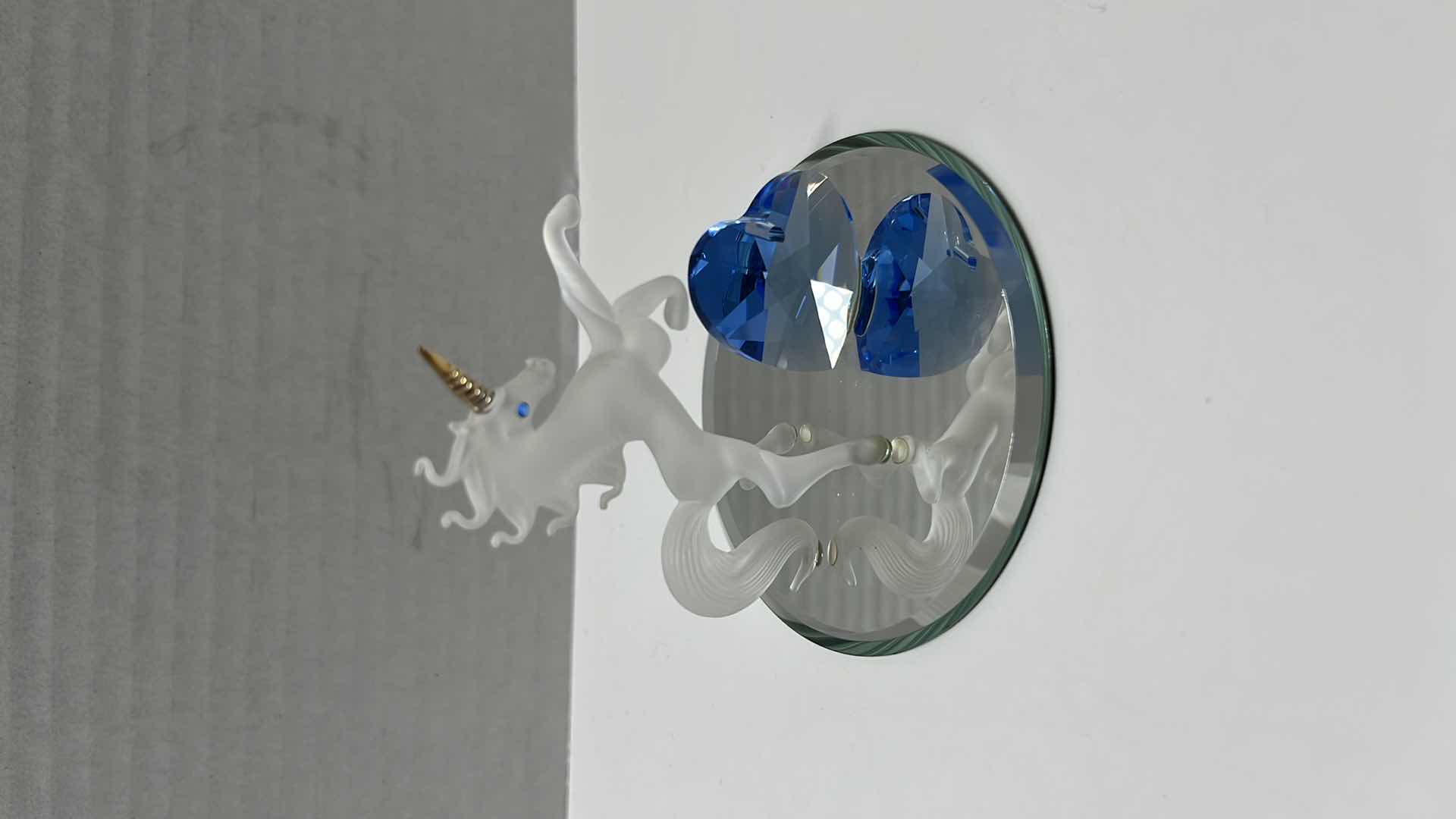 Photo 7 of HAND BLOWN CLEAR BLUE GLASS UNICORNS W GOLD ACCENTS & MIRRORED HAND BLOWN UNICORNS (5)