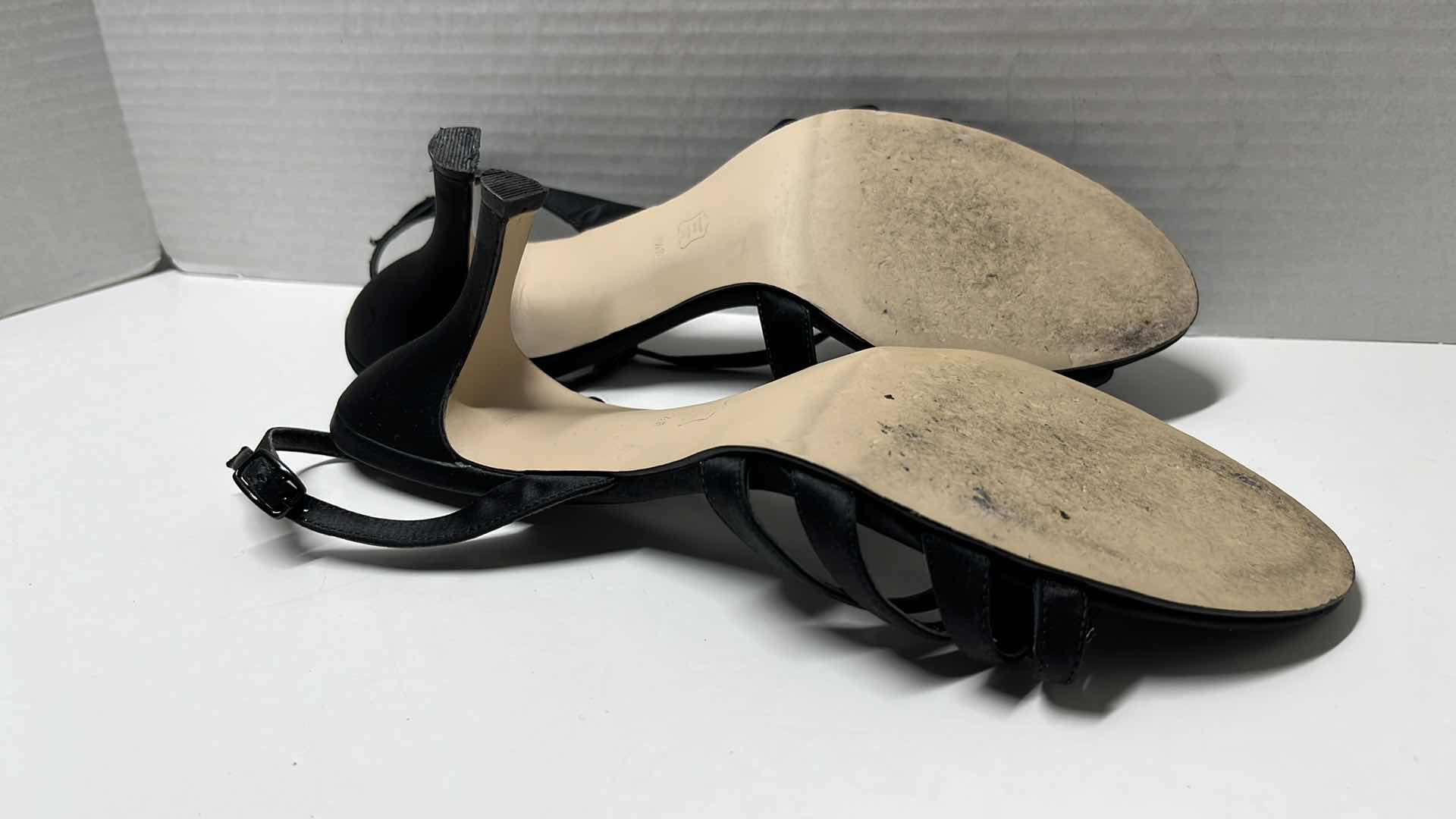 Photo 1 of CAPARROS ANKLE STRAPPED HEEL W JEWEL EMBELLISHMENT, BLACK (WOMENS SIZE 8.5)