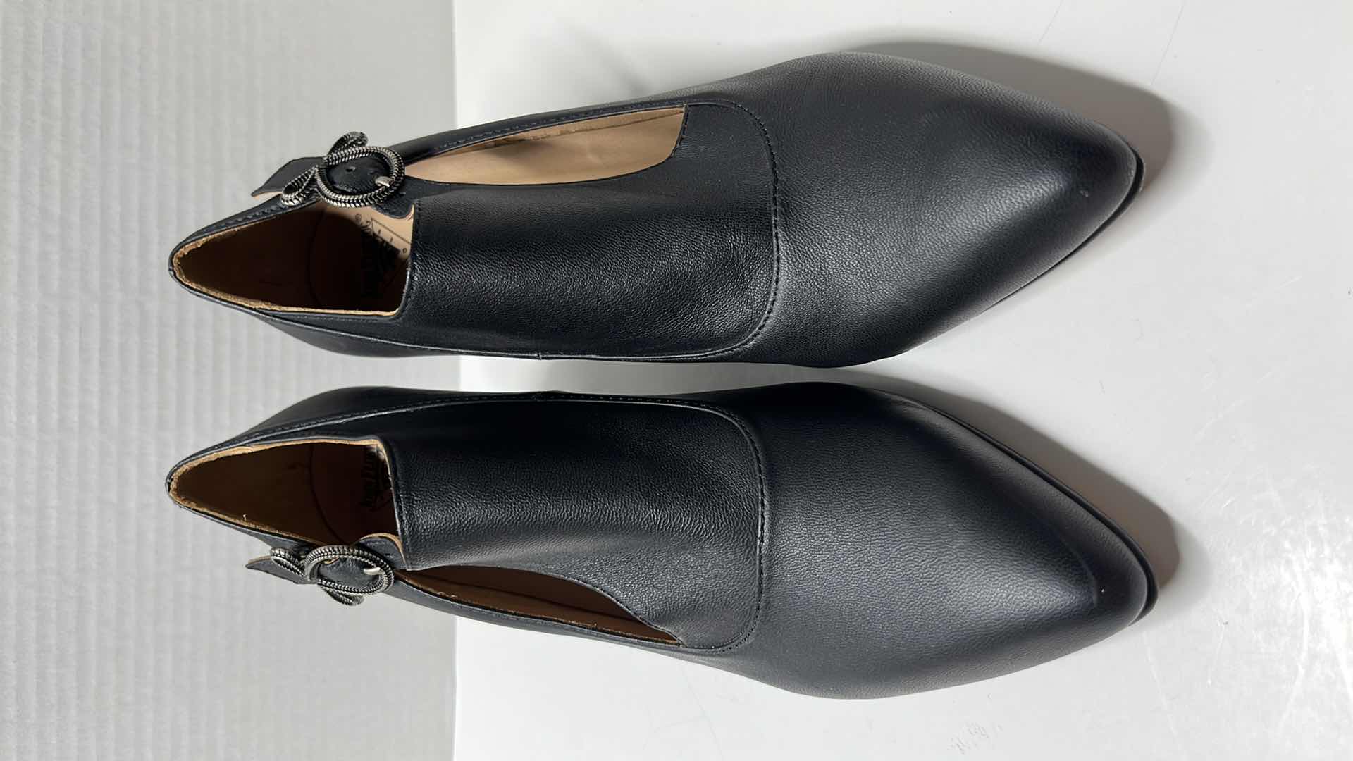 Photo 1 of JOHN FLUEVOG POSER DARLA BUCKLED LEATHER HEEL, BLACK (WOMENS SIZE 8.5)