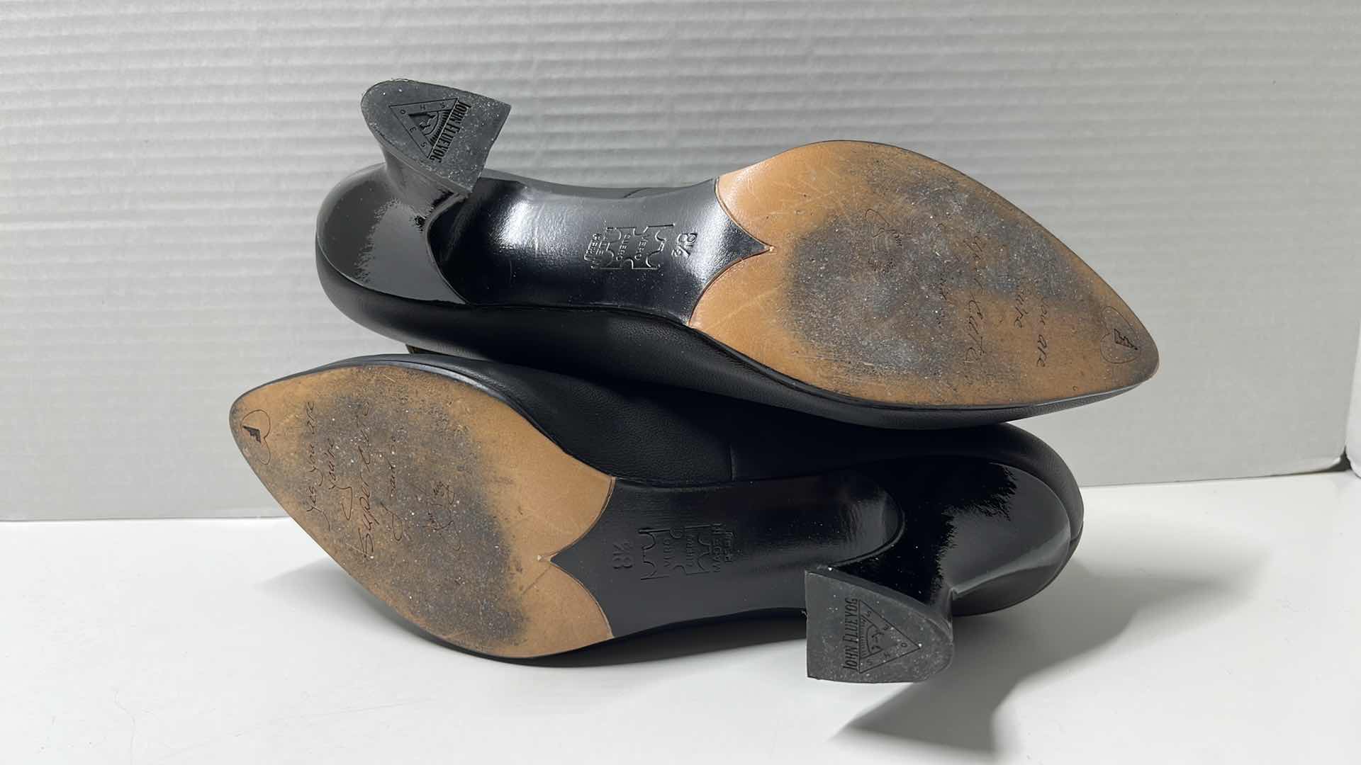 Photo 1 of JOHN FLUEVOG POSER DARLA BUCKLED LEATHER HEEL, BLACK (WOMENS SIZE 8.5)