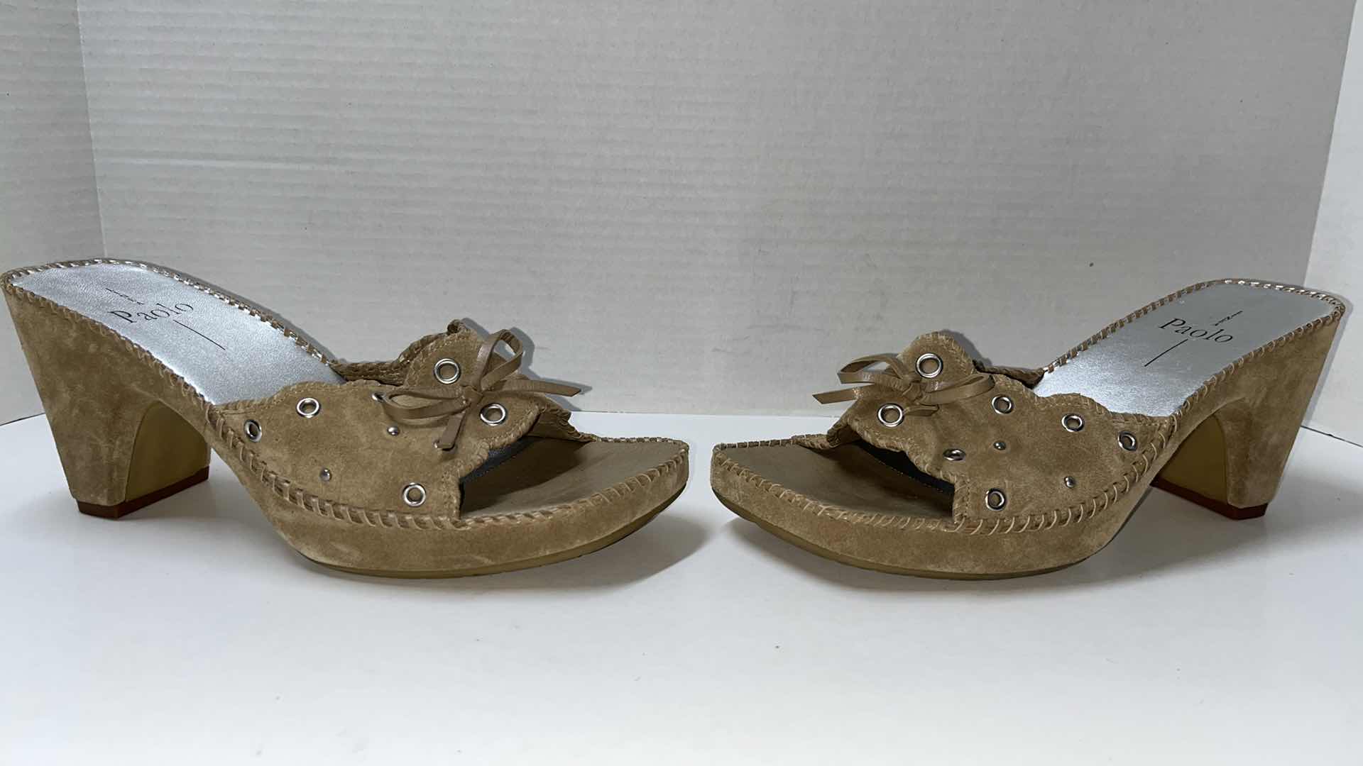 Photo 1 of LINEA PAOLO STUDDED HEELED SANDAL, TAN (WOMENS SIZE 8.5)