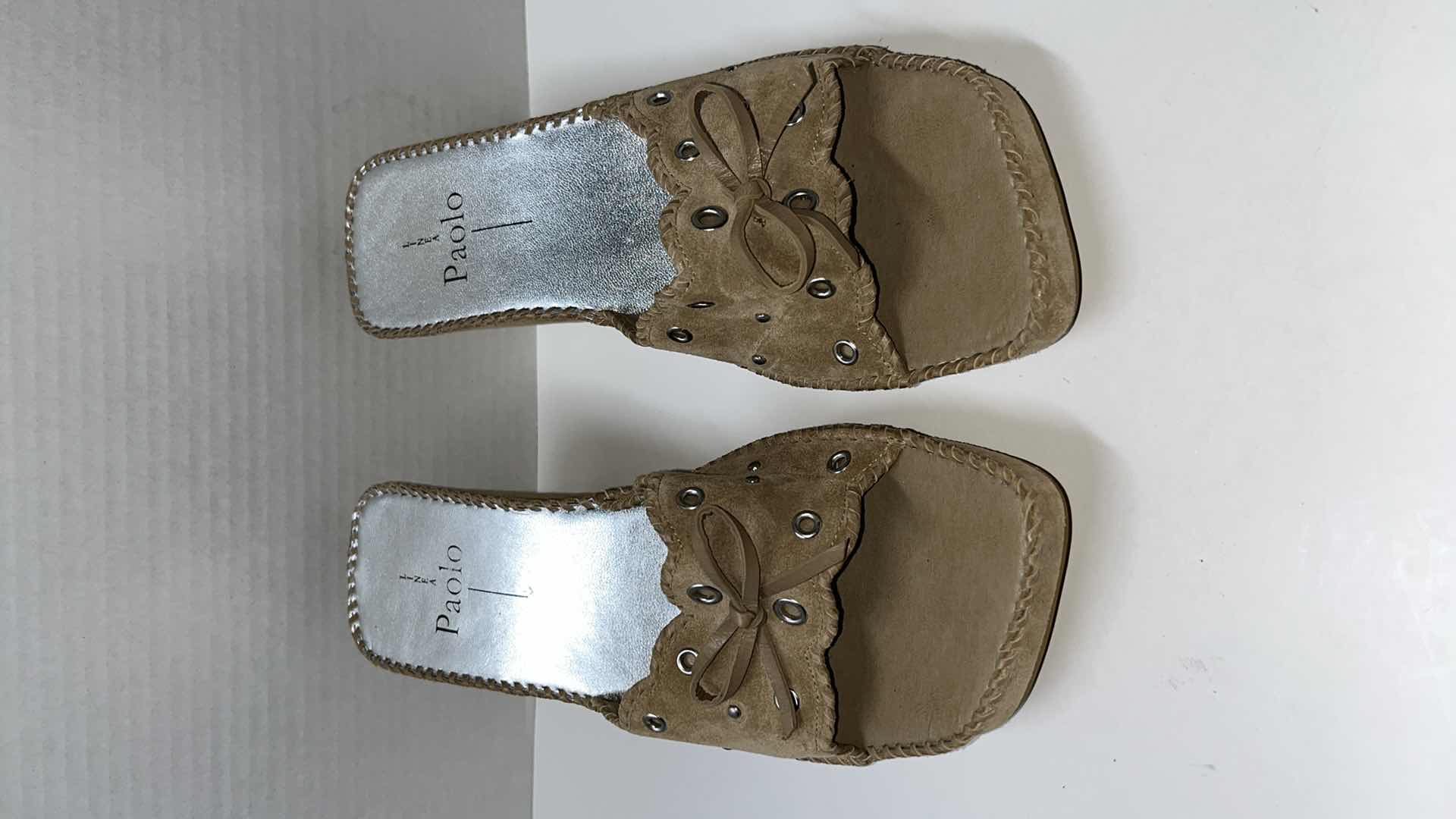 Photo 1 of LINEA PAOLO STUDDED HEELED SANDAL, TAN (WOMENS SIZE 8.5)