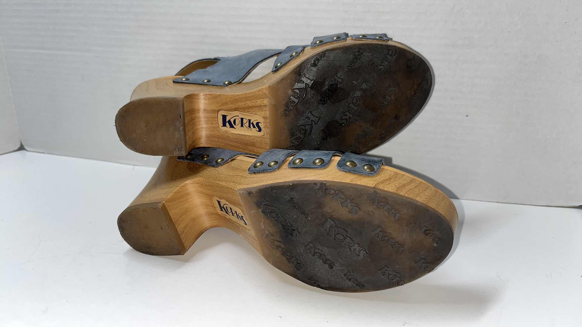 Photo 1 of KORKS BY KORK-EASE BERENGO CLOG SANDALS, STEEL BLUE (WOMENS SIZE 9)