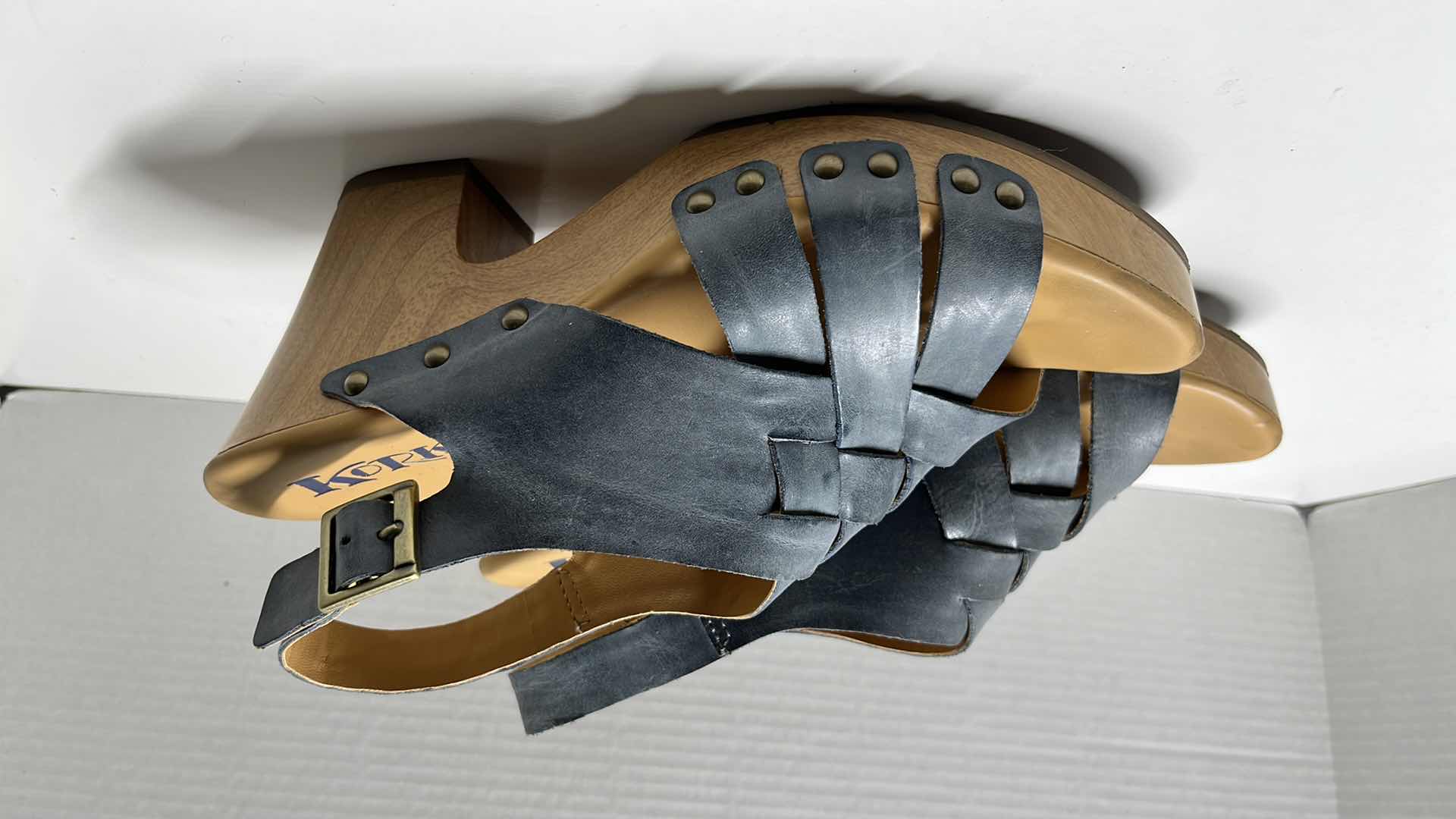 Photo 1 of KORKS BY KORK-EASE BERENGO CLOG SANDALS, STEEL BLUE (WOMENS SIZE 9)