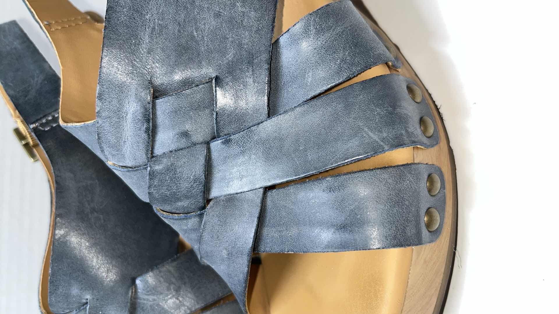 Photo 1 of KORKS BY KORK-EASE BERENGO CLOG SANDALS, STEEL BLUE (WOMENS SIZE 9)