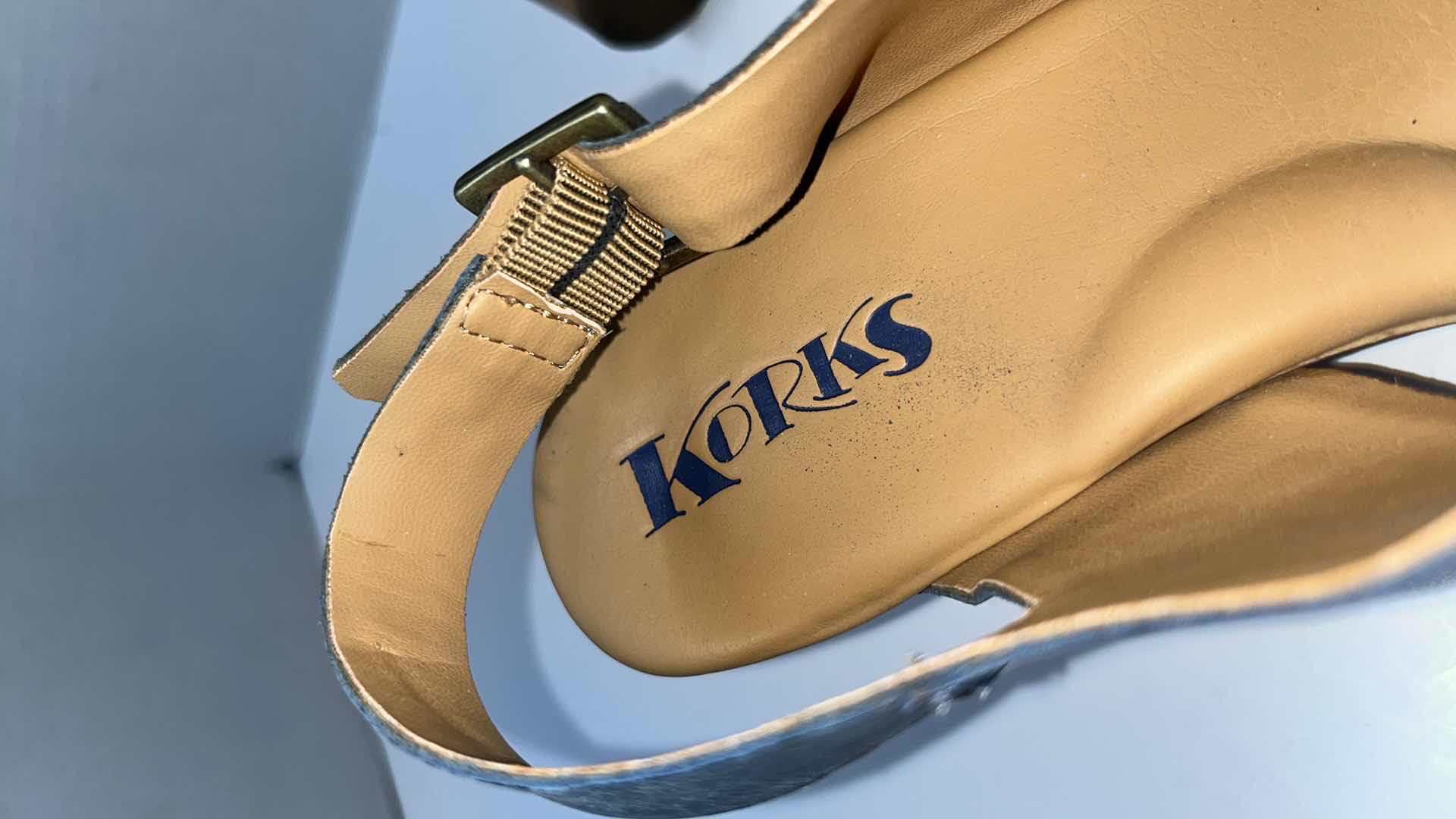 Photo 1 of KORKS BY KORK-EASE BERENGO CLOG SANDALS, STEEL BLUE (WOMENS SIZE 9)