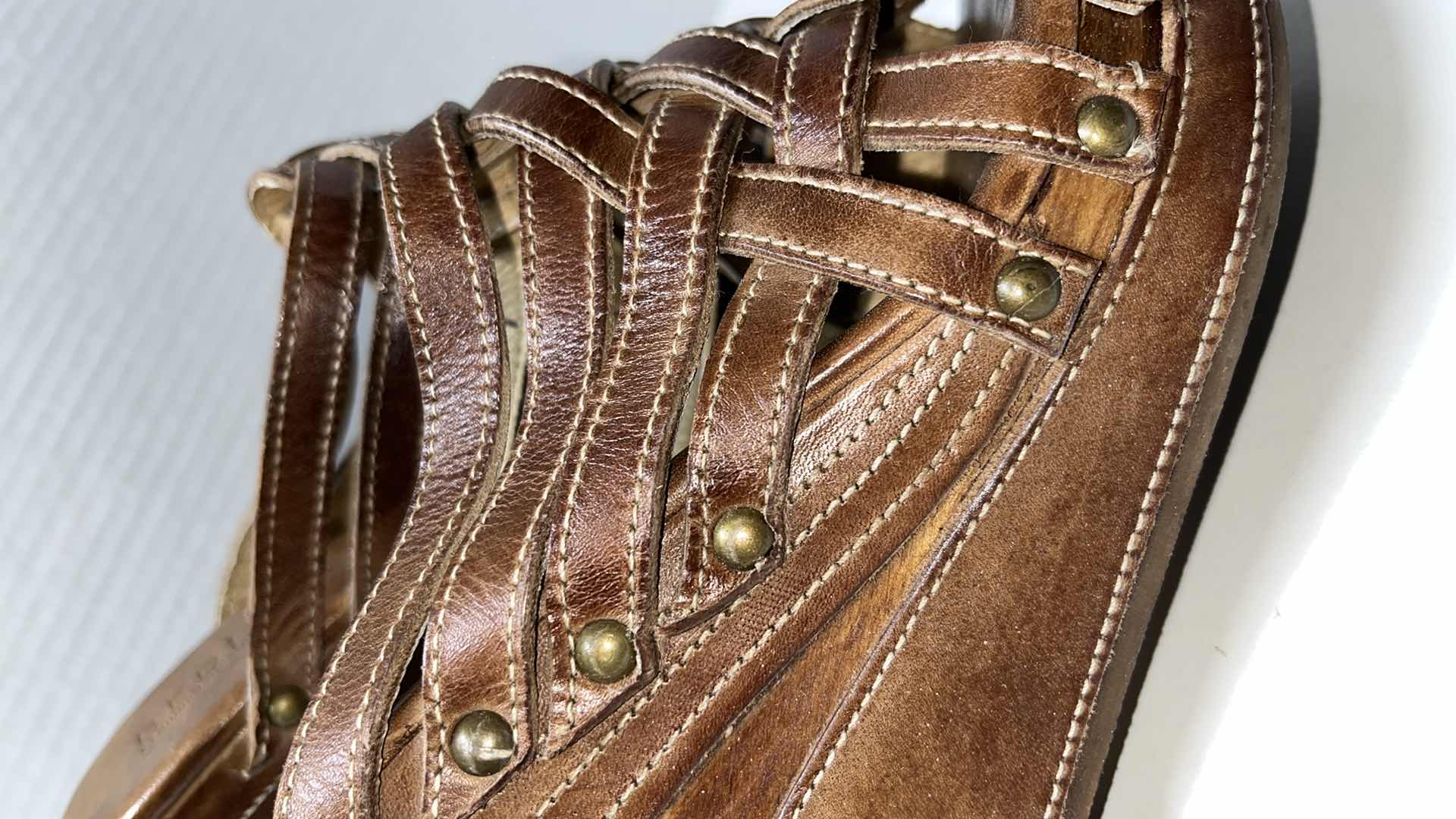 Photo 1 of BED STU GINA WEDGE SANDAL, TAN RUSTIC (WOMENS SIZE 9)