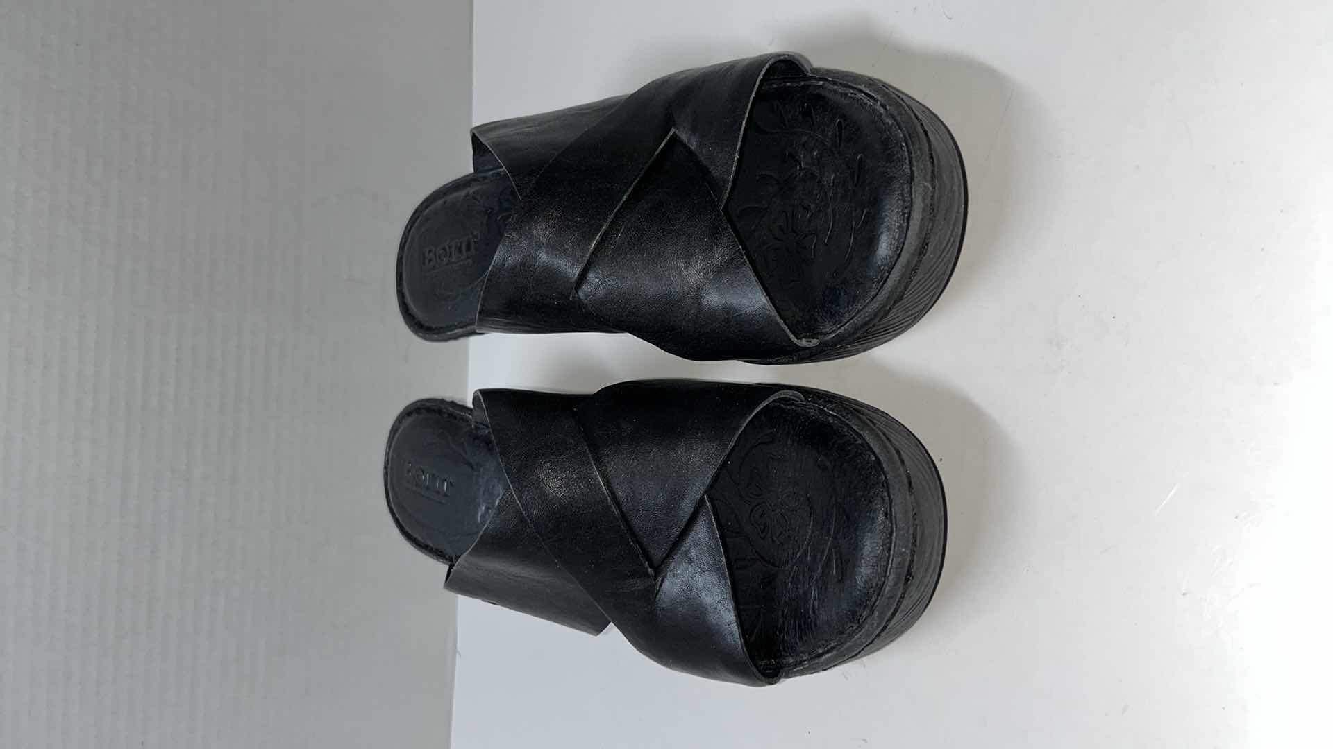 Photo 1 of BORN CONEY SLIDE SANDALS, BLACK (WOMENS SIZE 9)