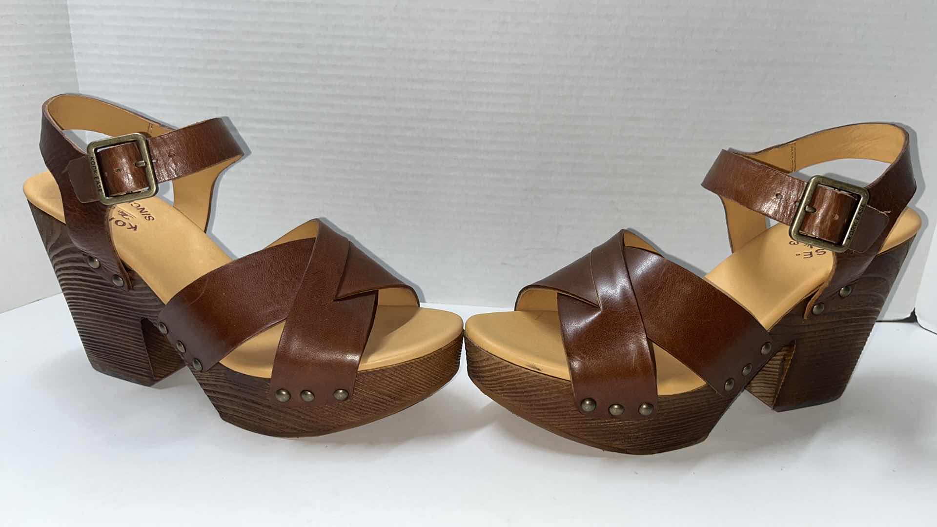 Photo 1 of KORK-EASE LEWY PLATFORM SANDAL, COGNAC (WOMENS SIZE 9)
