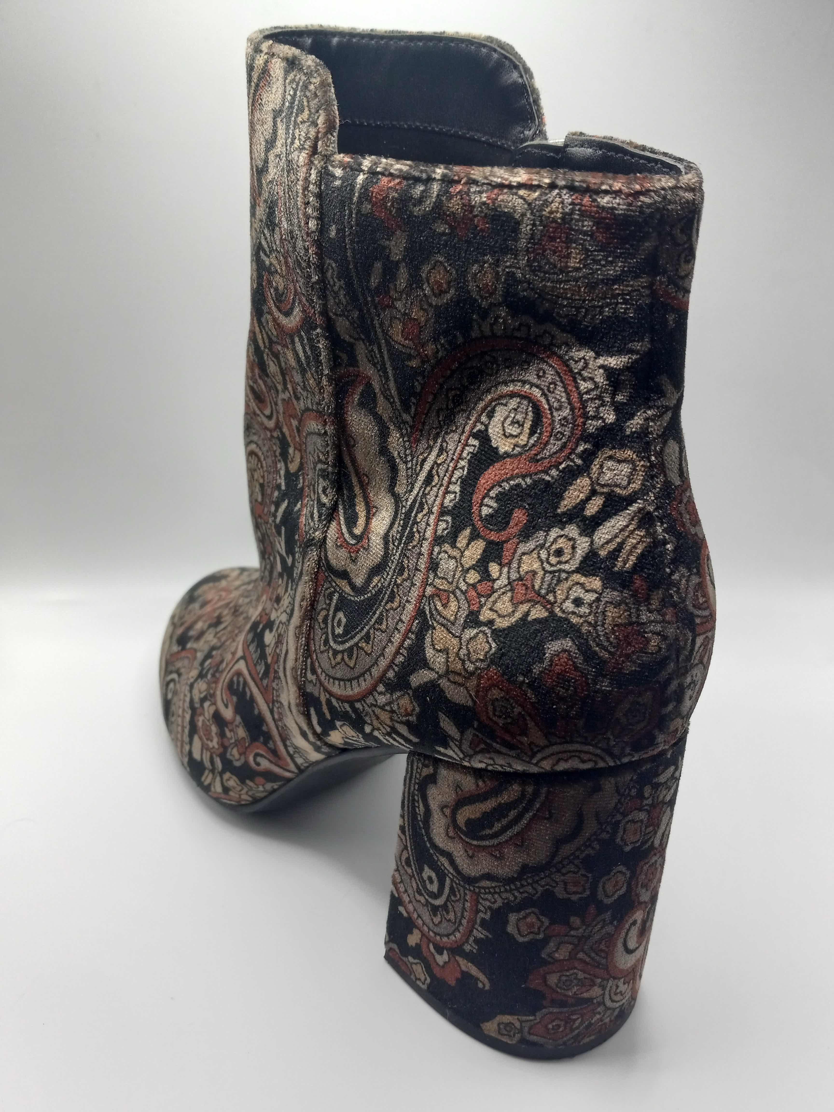 Photo 1 of BP KOLO PAISLEY VELVET FLATED BLOCK HEAL ANKLE BOOTS BOOTIES WOMEN’S SIZE 8.5