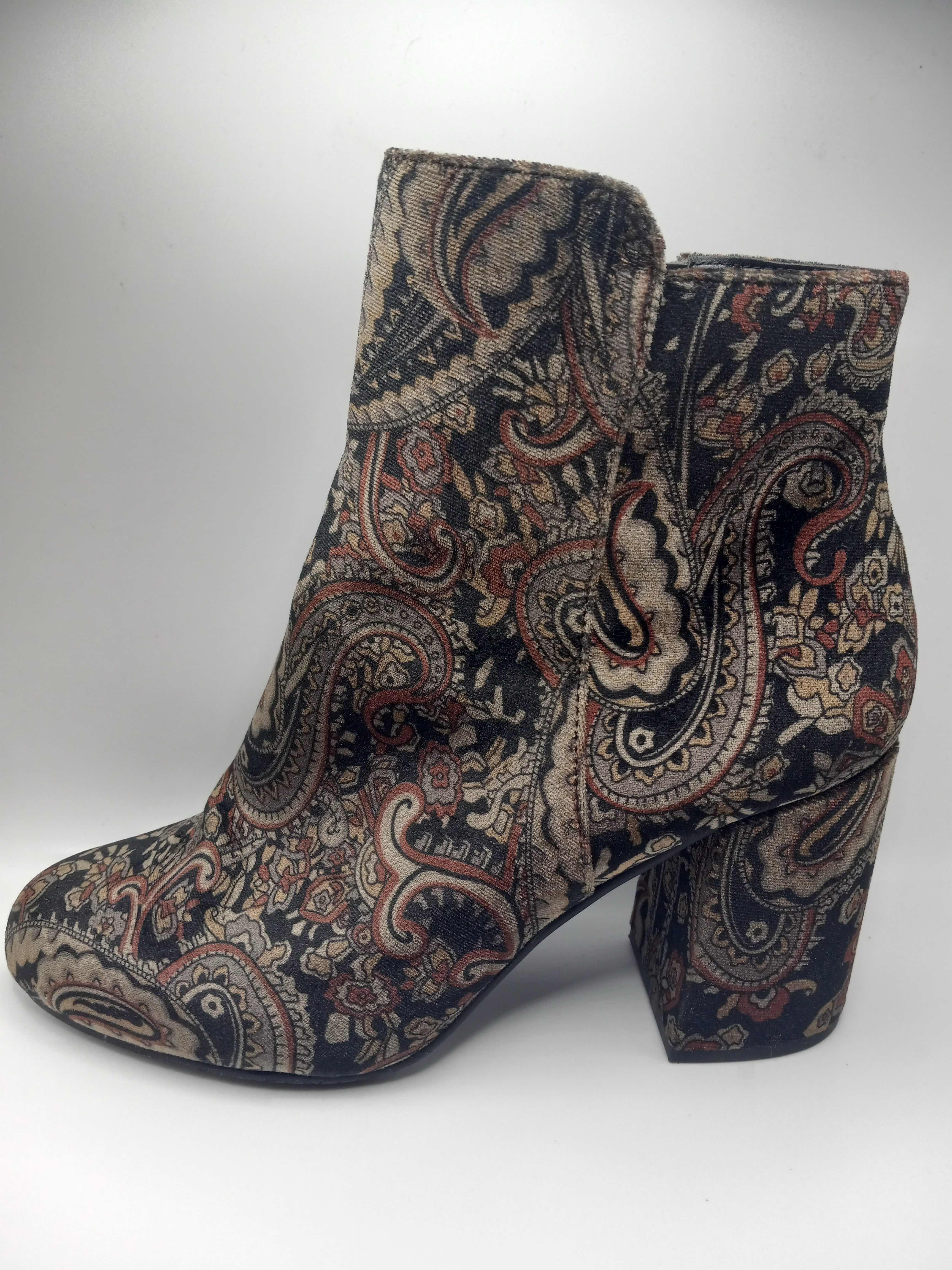 Photo 1 of BP KOLO PAISLEY VELVET FLATED BLOCK HEAL ANKLE BOOTS BOOTIES WOMEN’S SIZE 8.5