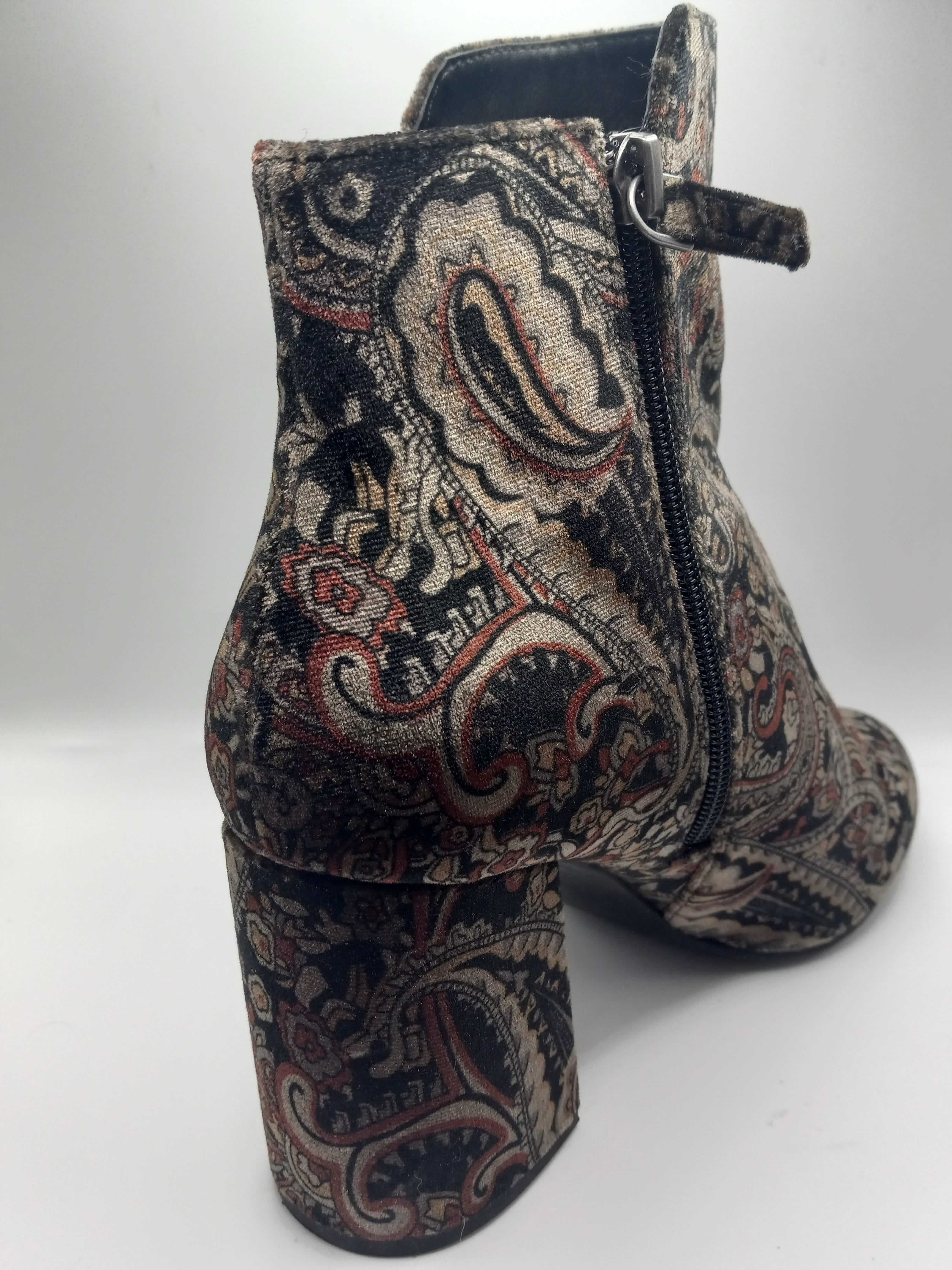 Photo 1 of BP KOLO PAISLEY VELVET FLATED BLOCK HEAL ANKLE BOOTS BOOTIES WOMEN’S SIZE 8.5