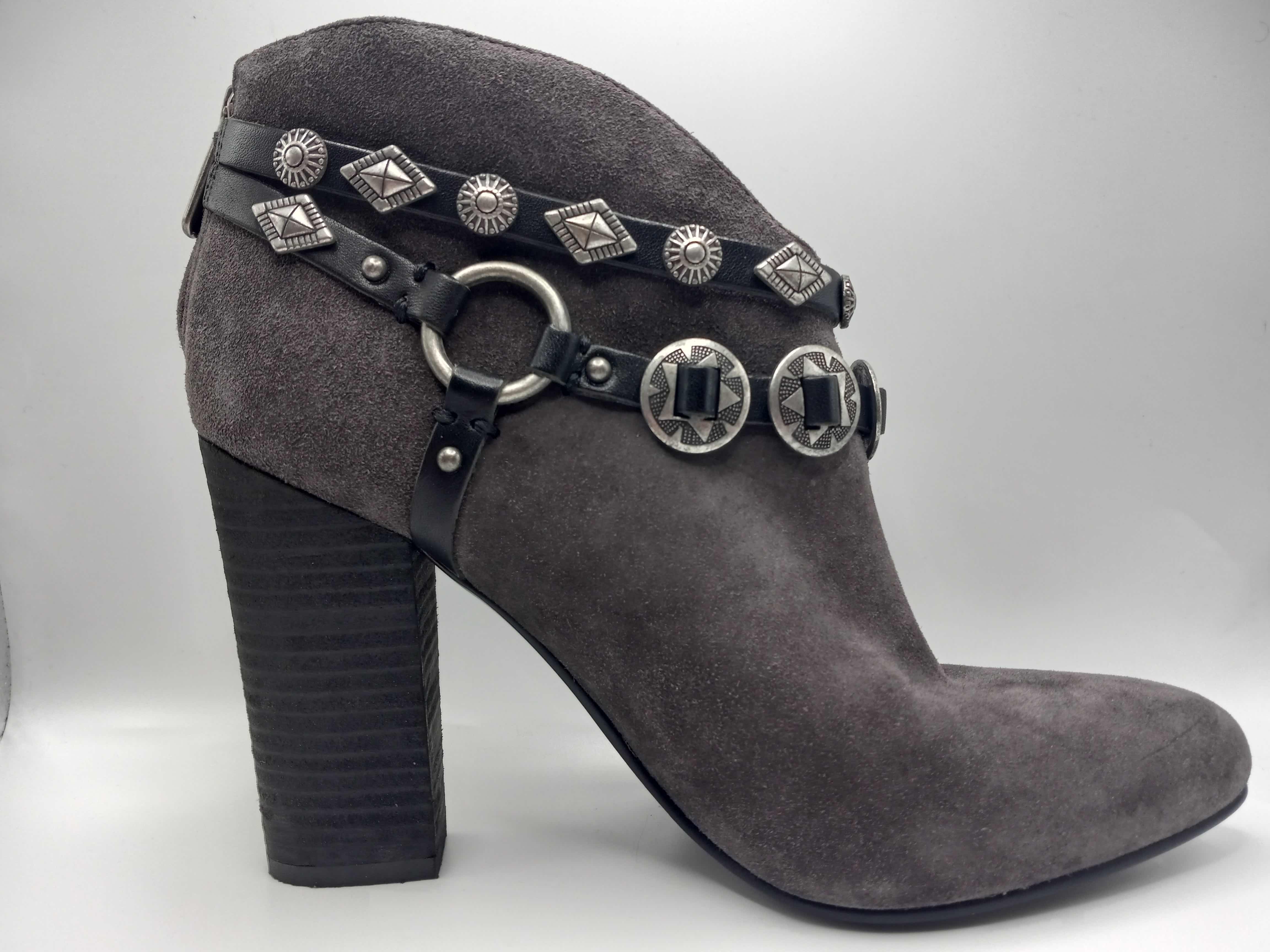 Photo 1 of BELLA SIGERSON MORRISON GRAY SUEDE WESTERN ANKLE BOOT BOOTIES WOMEN’S SIZE 9