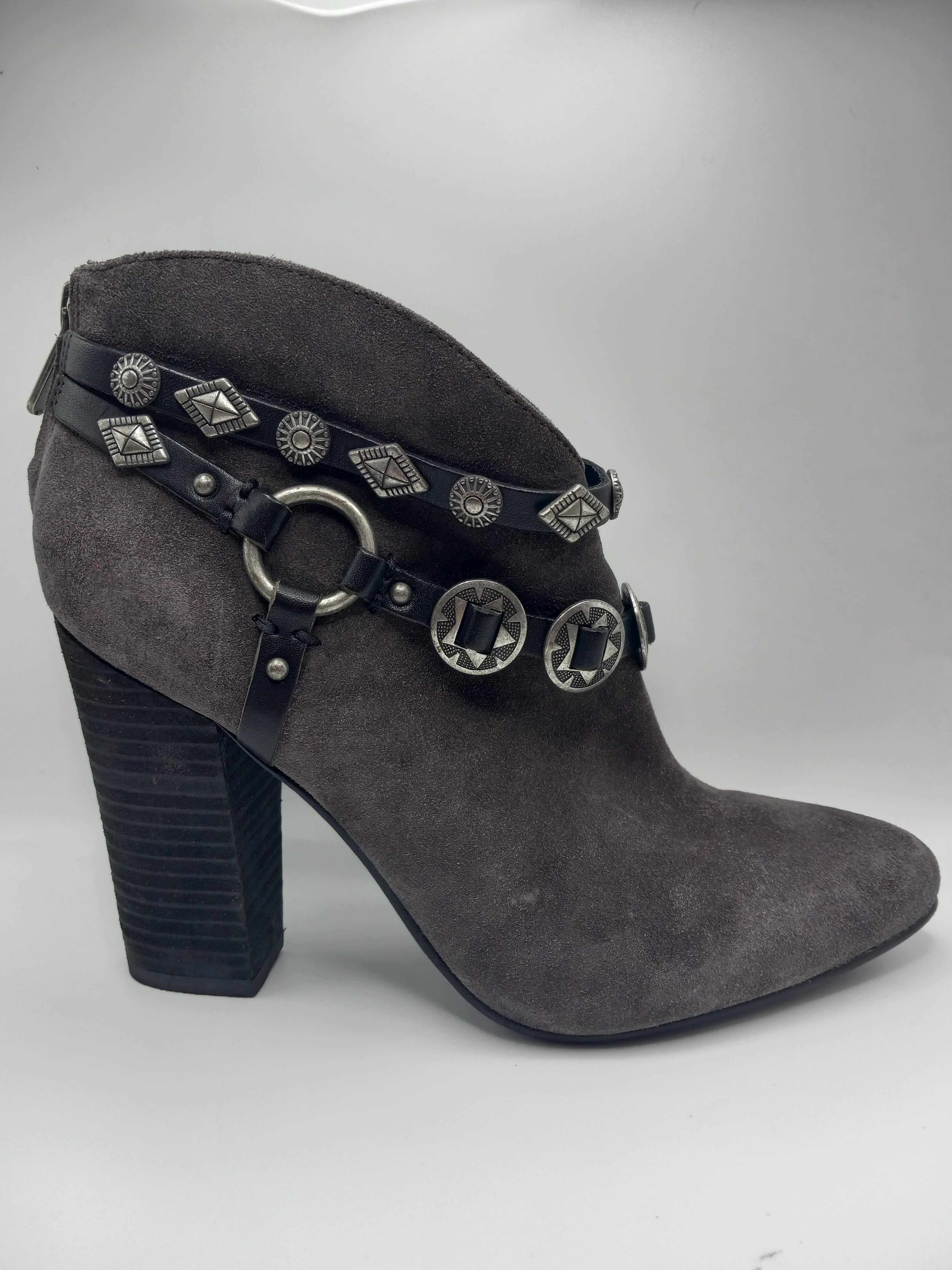 Photo 1 of BELLA SIGERSON MORRISON GRAY SUEDE WESTERN ANKLE BOOT BOOTIES WOMEN’S SIZE 9