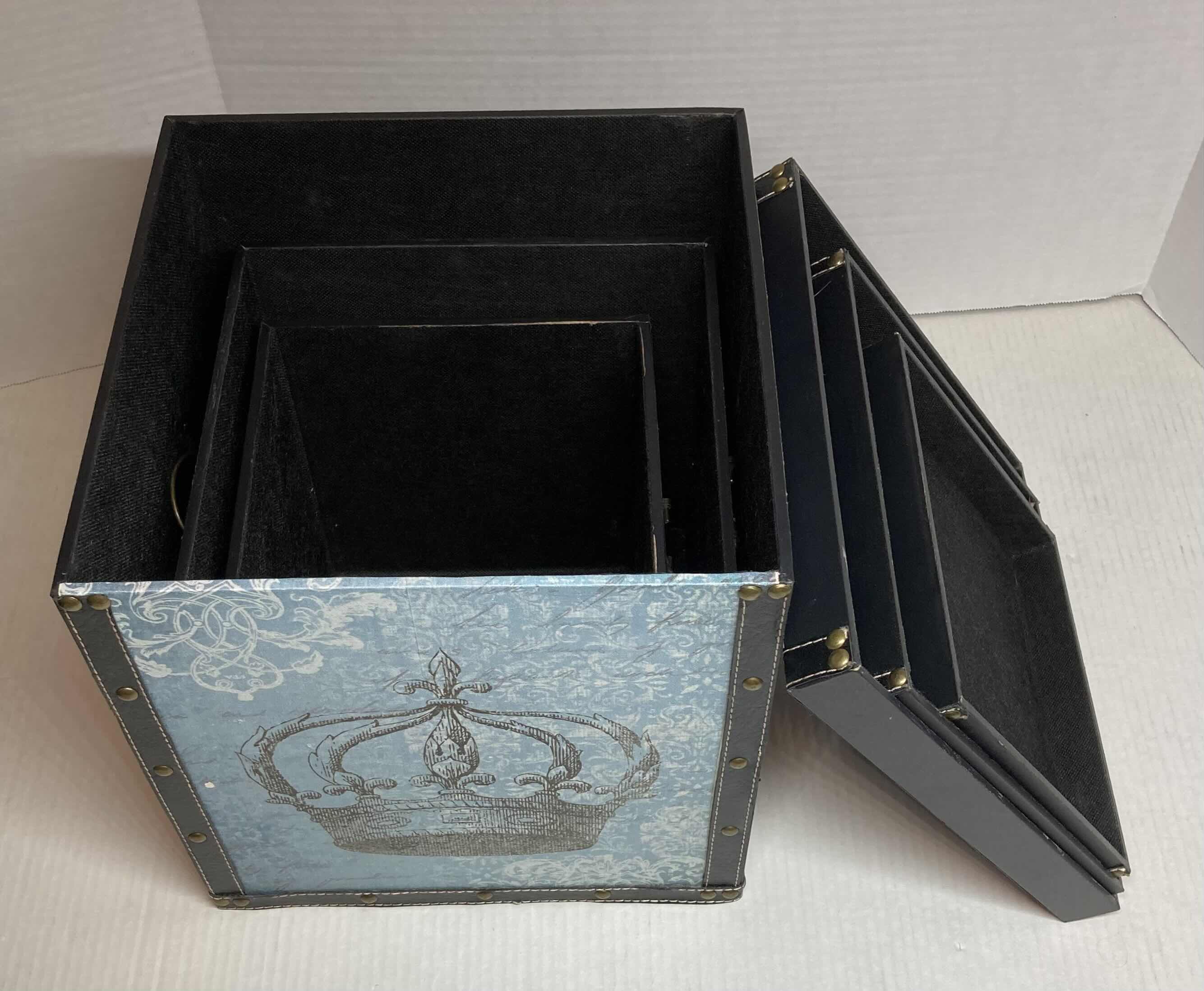 Photo 1 of FLEUR DE LIS CROWN DECORATIVE STORAGE BOXES (3 PACK) 12” X 12” H12”