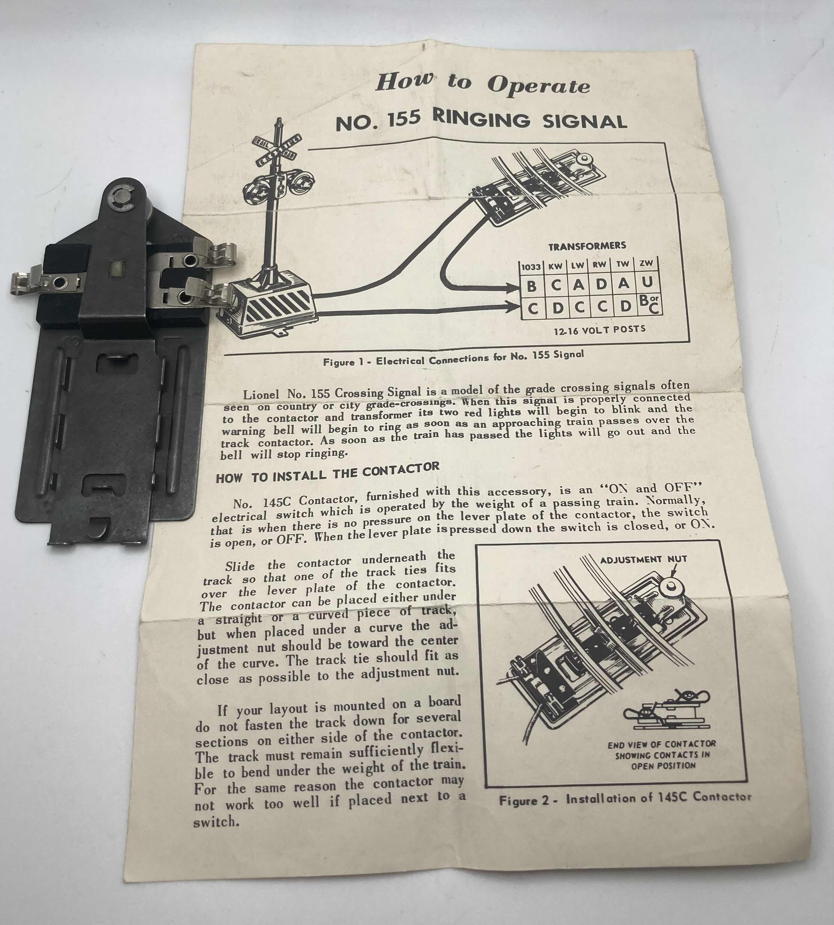 Photo 1 of LIONEL TRAINS RINGING HIGHWAY SIGNAL 155 W ORIGINAL BOX & INSTRUCTIONS