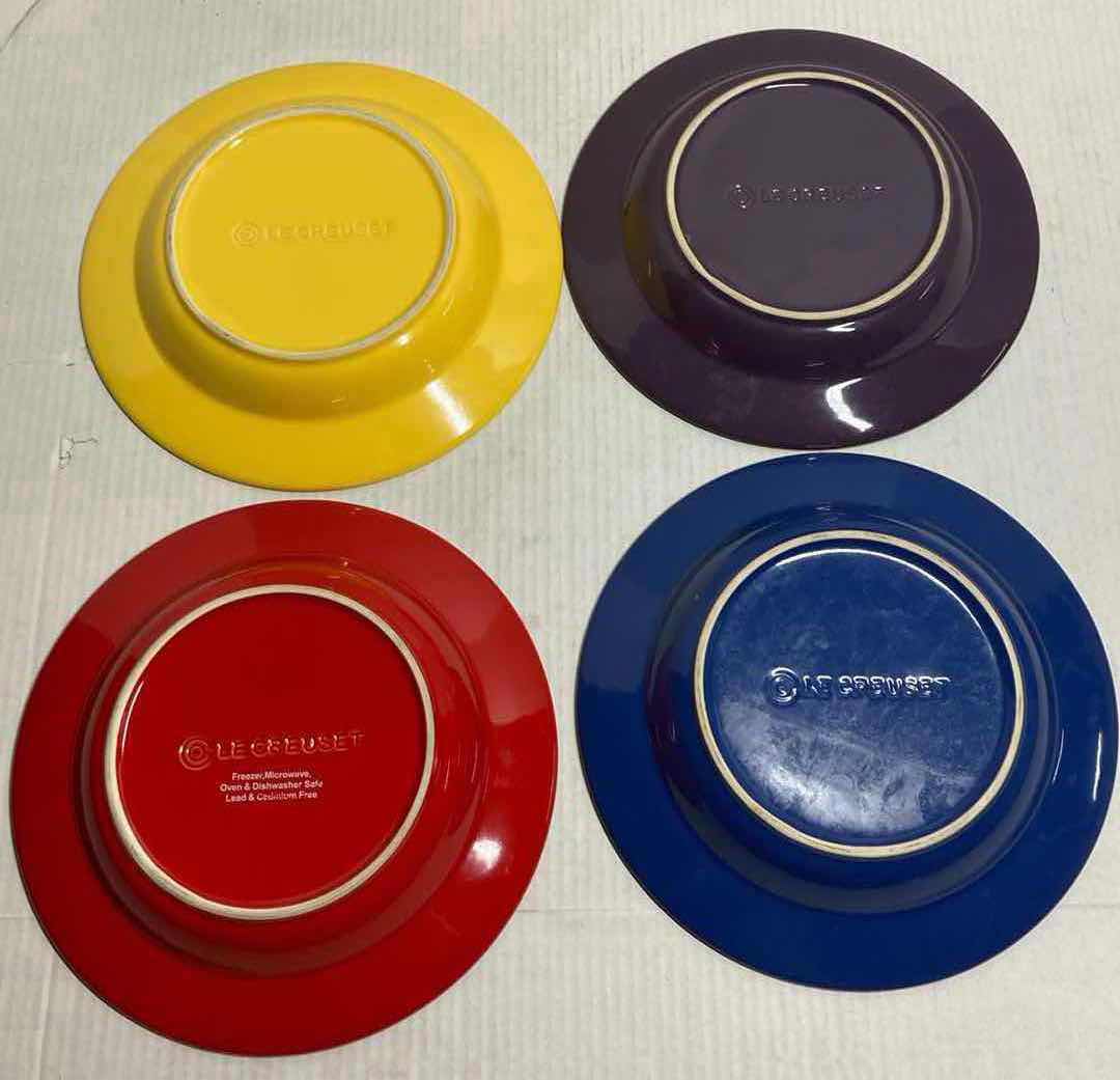 Photo 5 of LE CREUSET STONEWARE LARGE RIM SOUP PLATES 10.5” SET OF 4