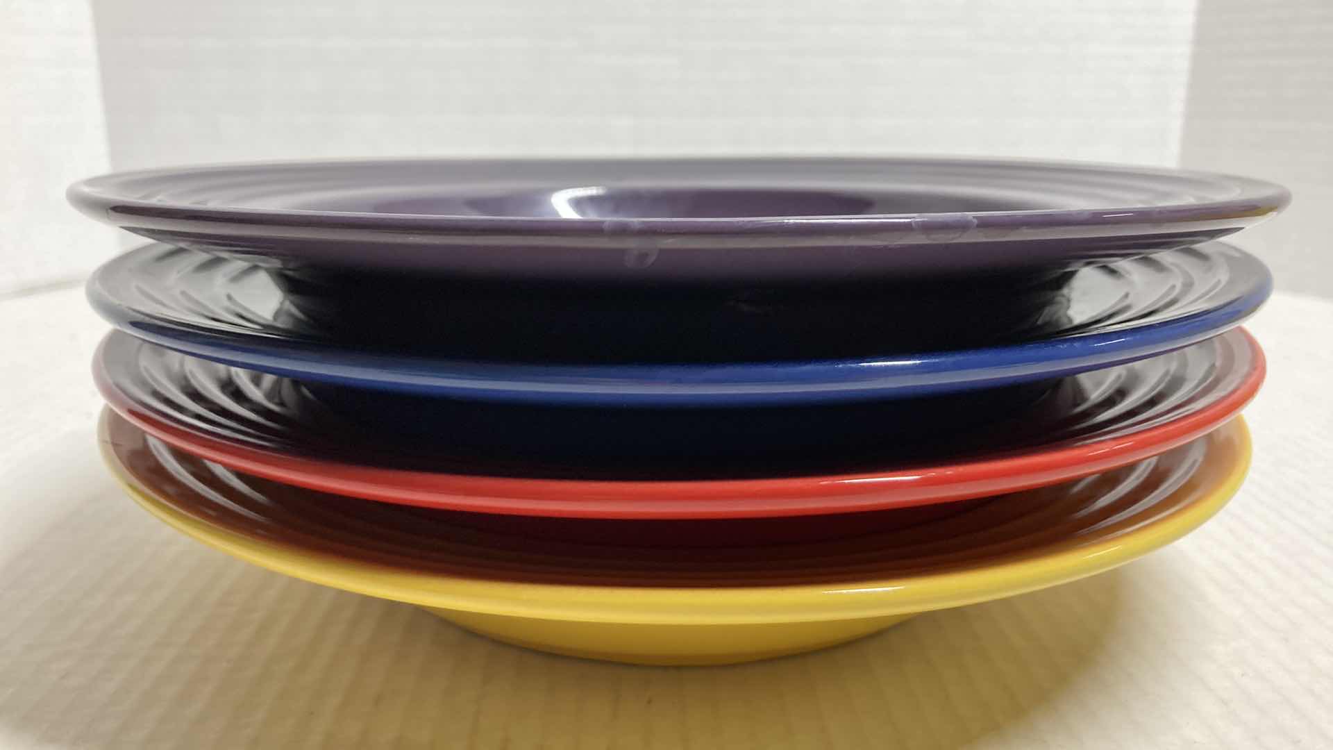 Photo 1 of LE CREUSET STONEWARE LARGE RIM SOUP PLATES 10.5” SET OF 4