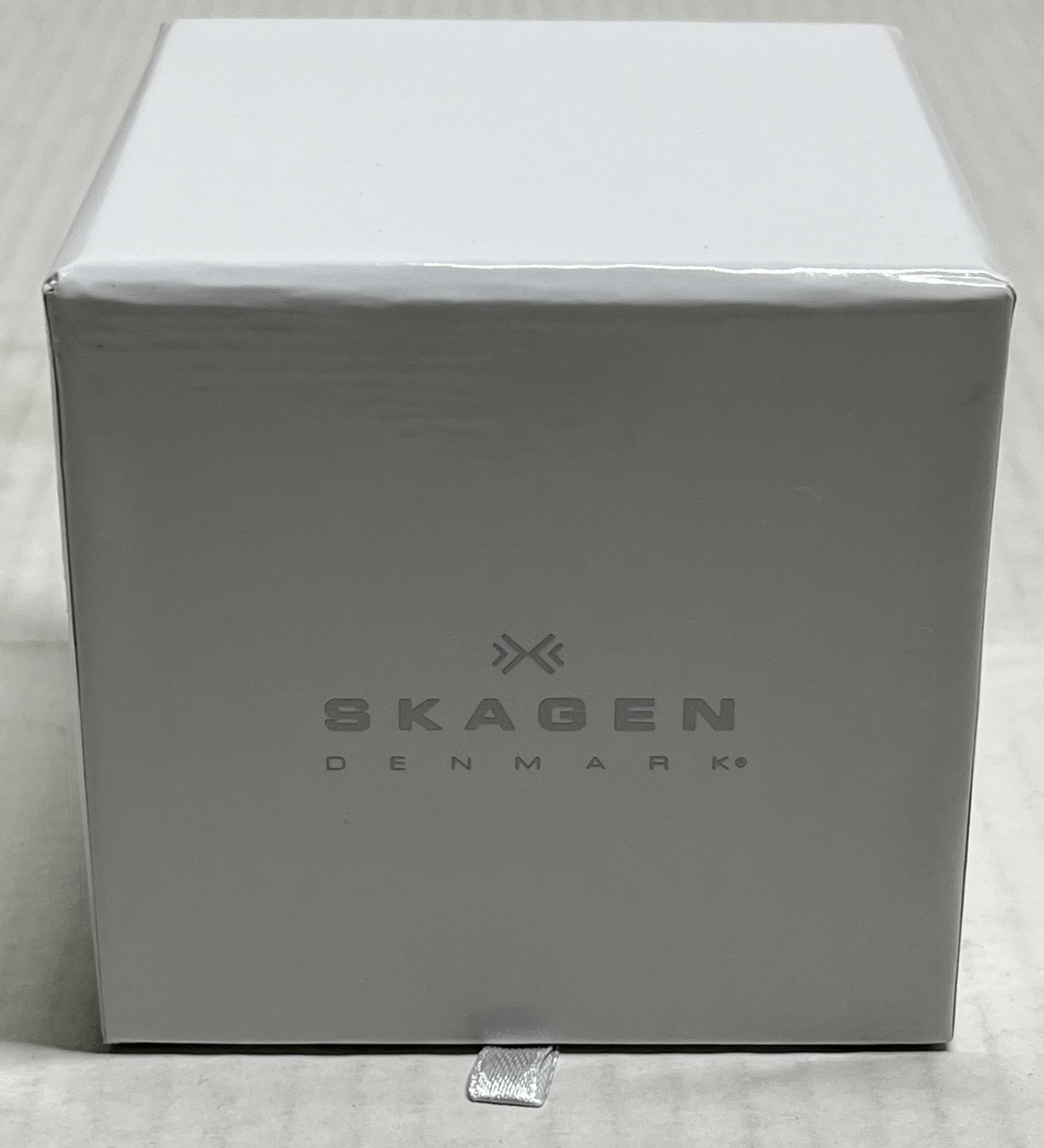 Photo 1 of SKAGEN STEEL WOMENS ANALOG WATCH W STAINLESS STEEL CASE & GENUINE LEATHER STRAP PURPLE MOTHER OF PEARL INLAY W SWAROVSKI CRYSTALS MODEL 574SDLD8A