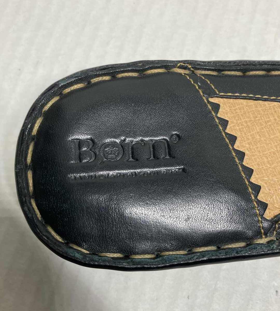 Photo 1 of BORN BLACK LEATHER BOW SLIDE SANDALS WOMAN’S SIZE 9