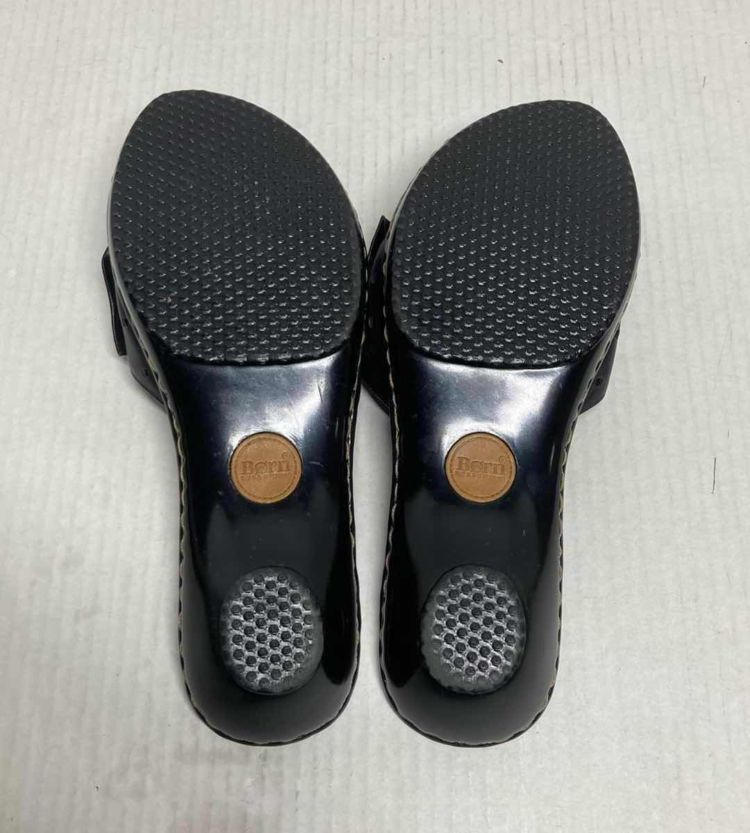 Photo 1 of BORN BLACK LEATHER BOW SLIDE SANDALS WOMAN’S SIZE 9