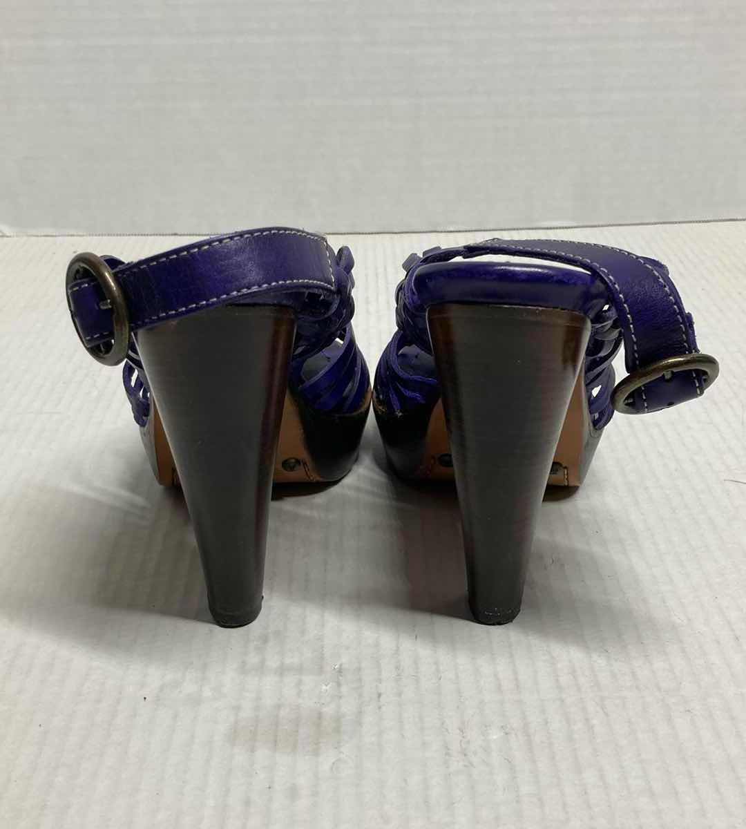 Photo 1 of FRYE JOY PURPLE HUARACHE  HIGH HEEL LEATHER SLING SANDALS WOMAN’S SIZE 9
