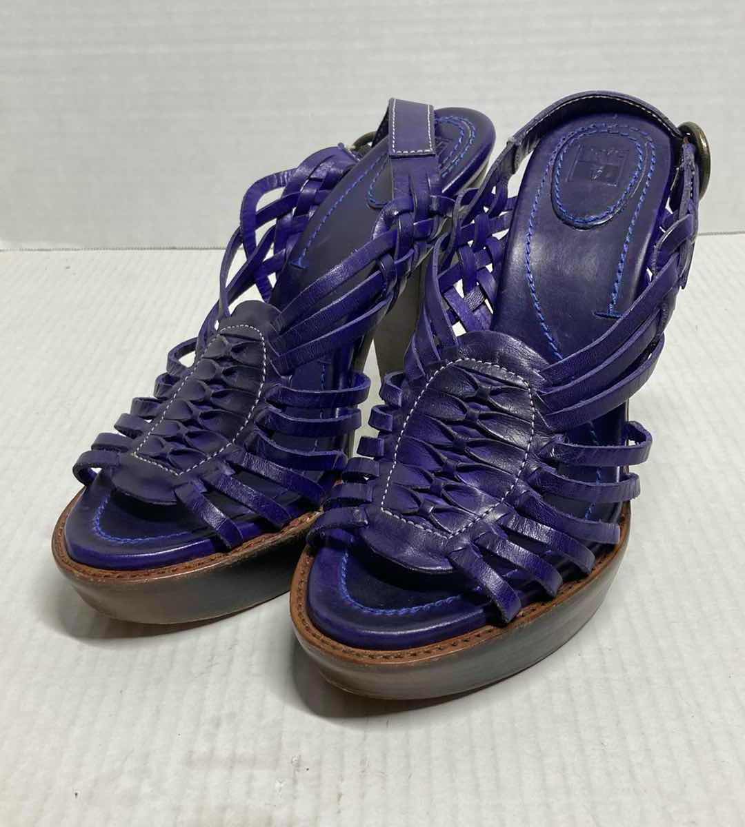 Photo 1 of FRYE JOY PURPLE HUARACHE  HIGH HEEL LEATHER SLING SANDALS WOMAN’S SIZE 9