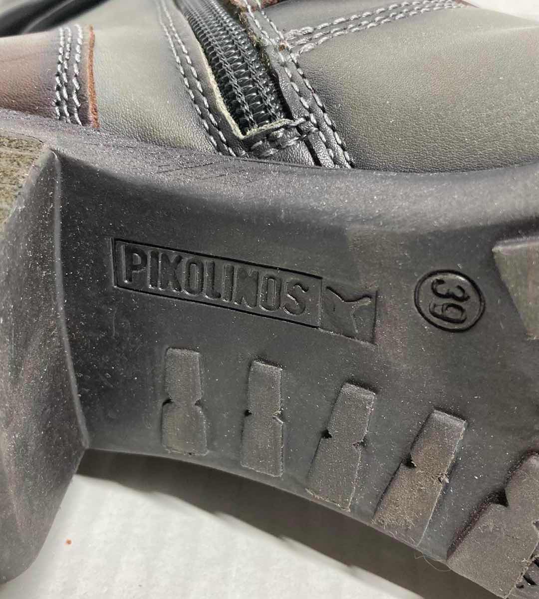 Photo 1 of PIKOLINOS DARK GREY TALL LEATHER COMBAT BOOTS W BROWN BUCKLE WOMAN’S SIZE EU 39