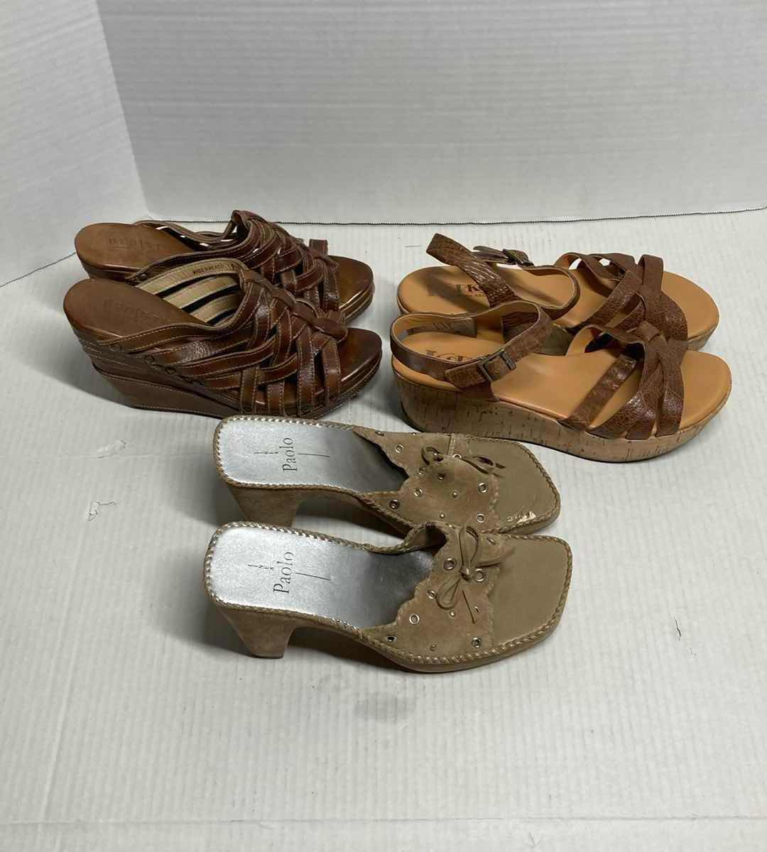 Photo 1 of BROWN AND BEIGE WOMAN’S HEELED SANDALS (3) WOMAN’S SIZE 8.5 & 9