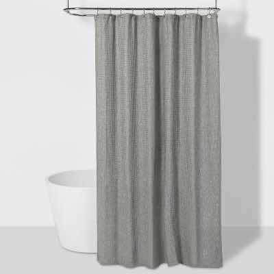 Photo 1 of NEW THRESHOLD GREY WAFFLE WEAVE SHOWER CURTAIN 72” X 72”